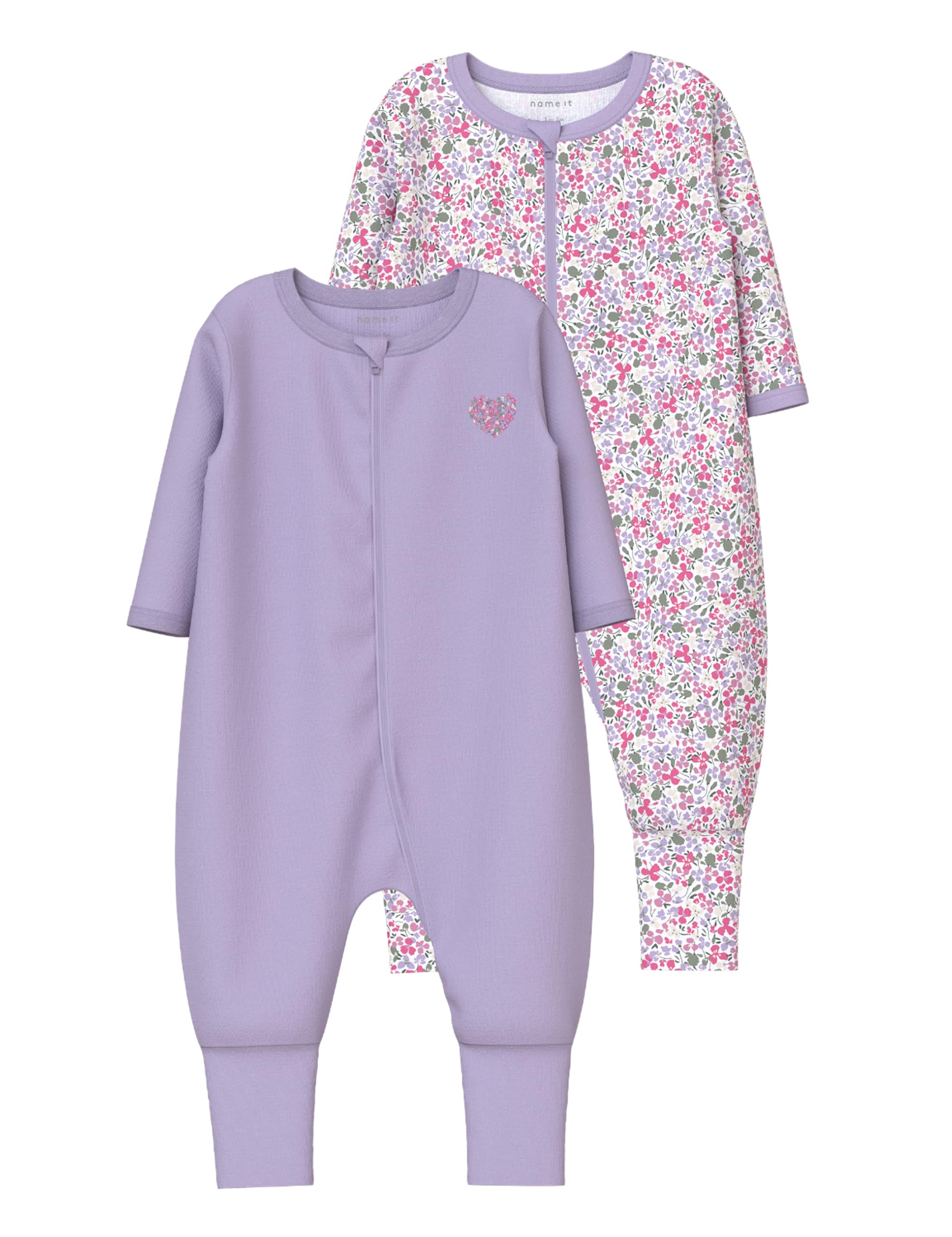 Name IT Nbfnightsuit 2p Zip FF Petit Flower Noos Calcio Bimba 0-24 (Pacco da 2)