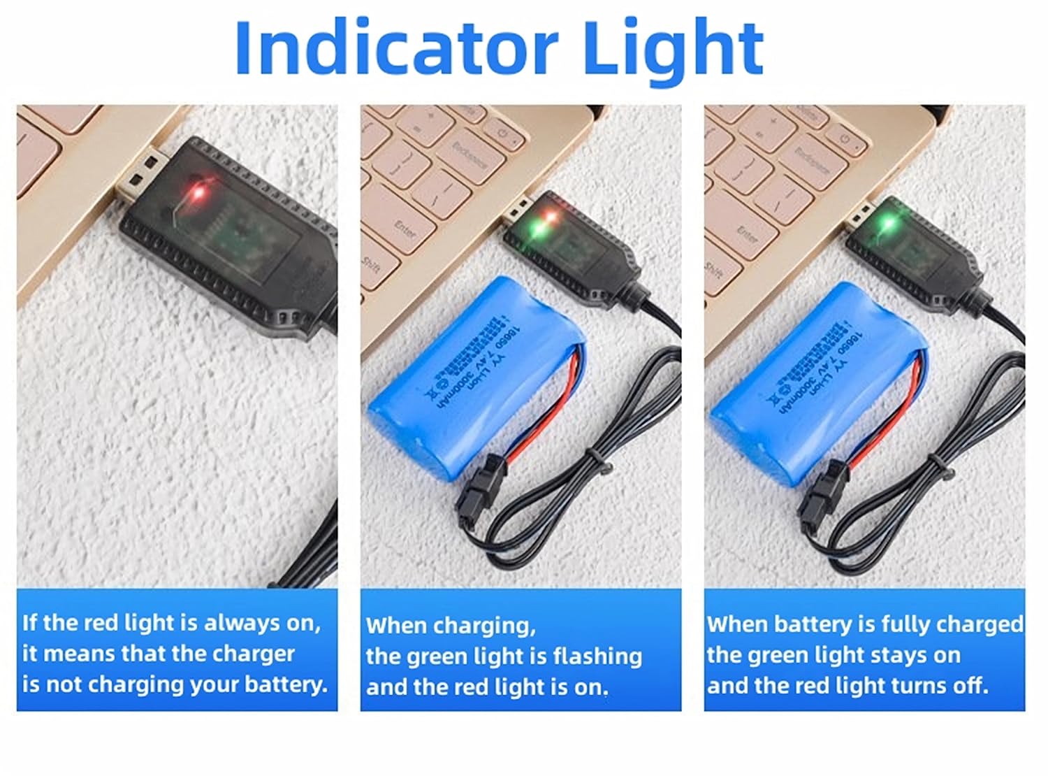 Aliwisdom Universal RC Battery Charger Cable with SM-3 Pin Plug for 7.4V 2S Lipo Battery, Compatible RC Car/Boat/Plane/Drone/Tank/Helicopters and Other Remote Control Toys
