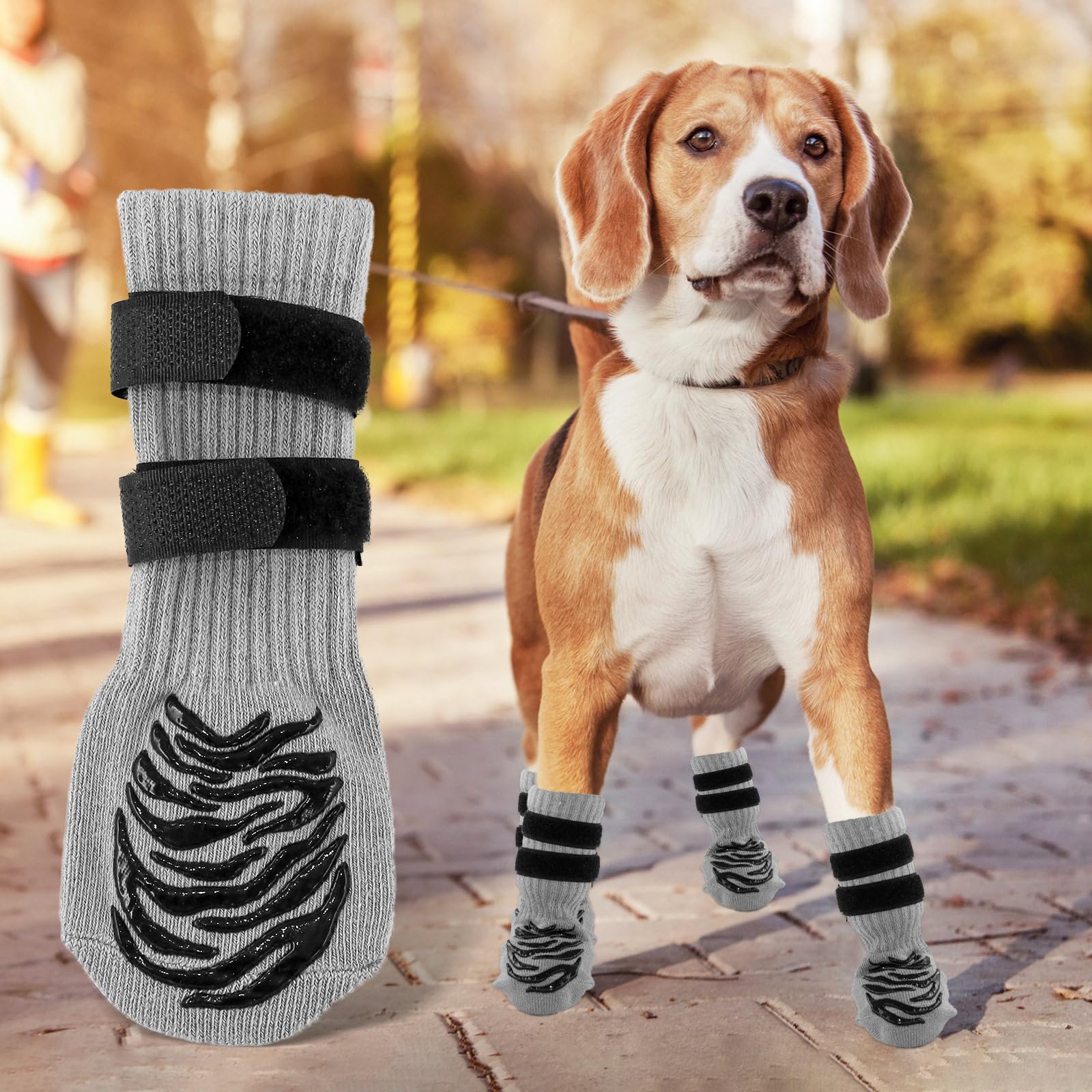 Calzini Antiscivolo Per Cani Taglia L | Doppia Cinghia, Morbidi, Anti-scivolo Su Pavimenti - Foto 9