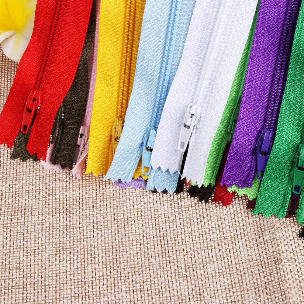 Lote De 10 Cremalleras De Nailon Coloridas De 20 Cm De Longitud, Para