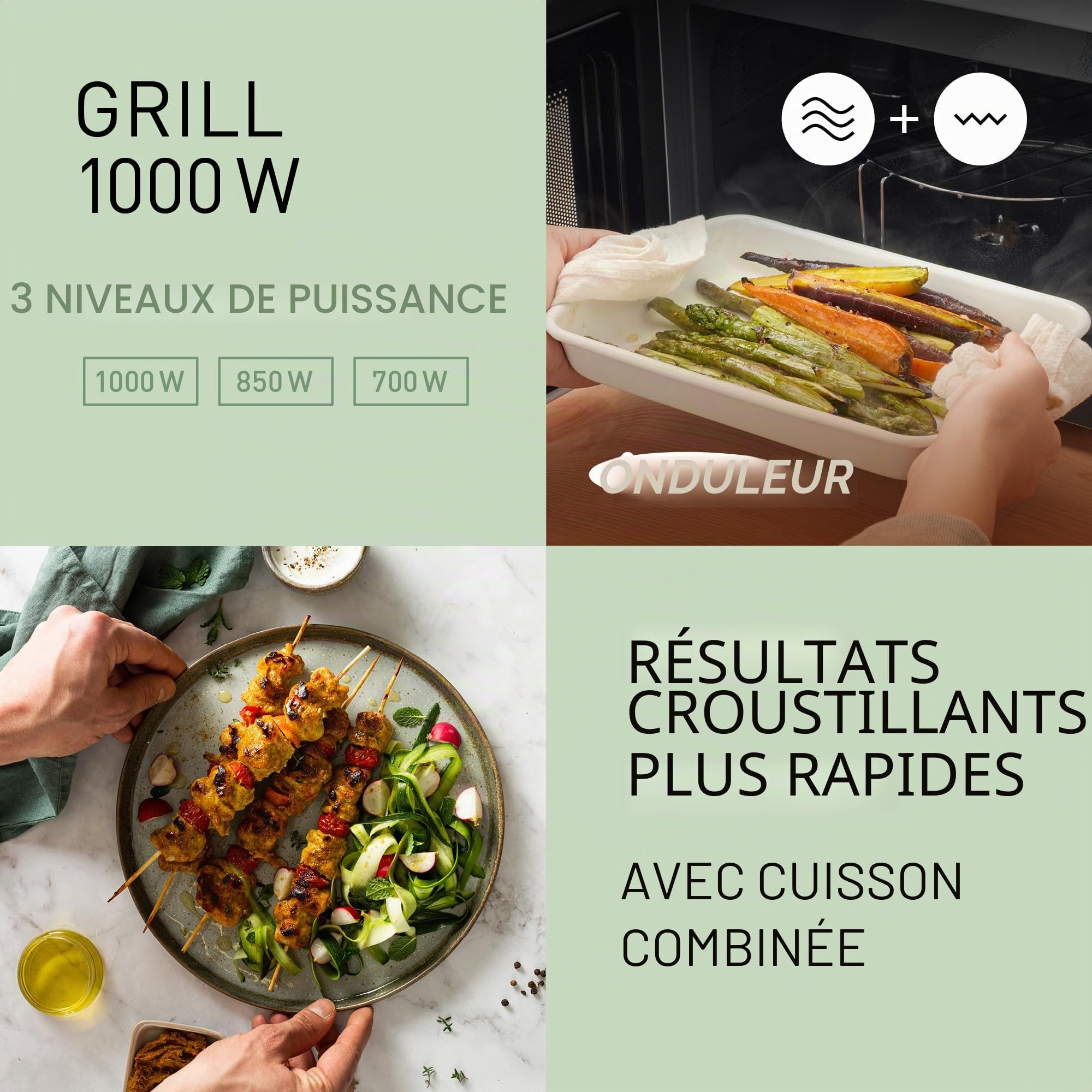 Panasonic NN-GD35QBEPG 29L Micro-ondes pour Barbecue 1000 W Décongélation automatique Cuisson combinée Minuteur Noir