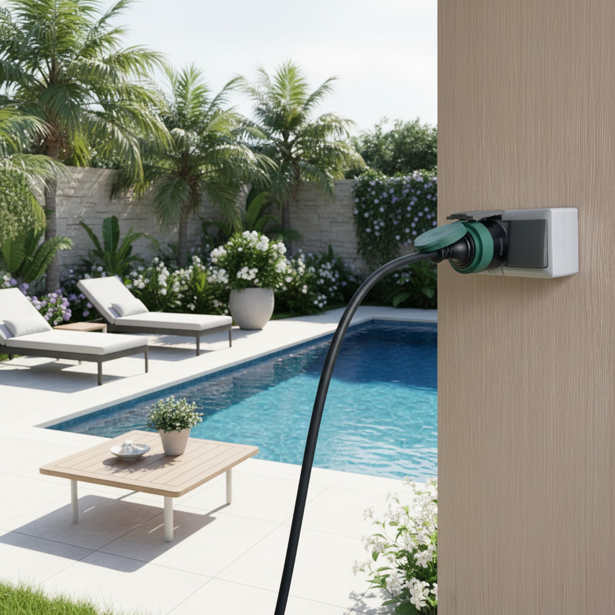 Presa Intelligente per Esterni, Monitoraggio Energetico, IP44, Presa WiFi 2.4GHz, Compatibile con Alexa, Google Assistant, App Smart Life, 16A/3680W,confezione da 4