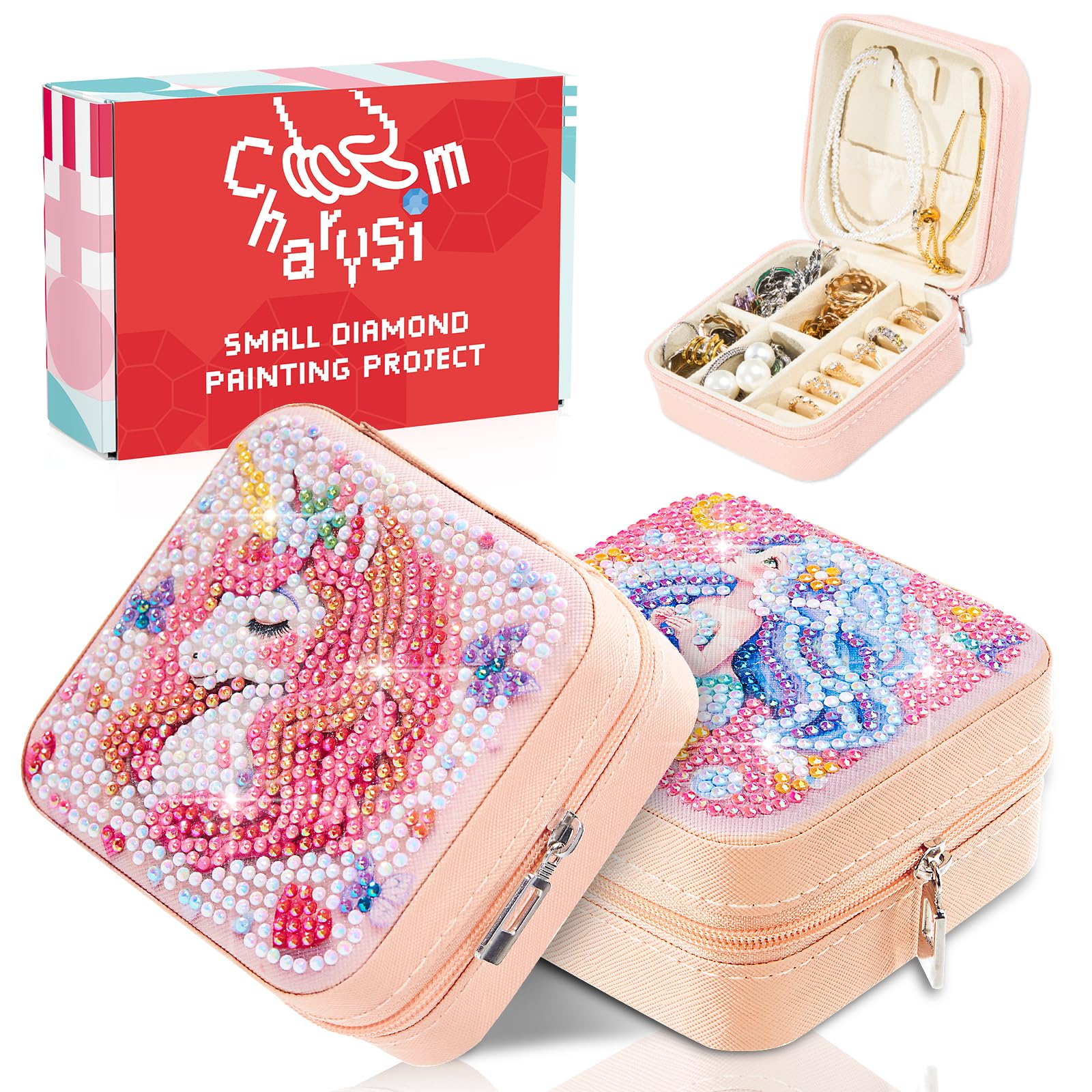CharySim Diamond Art Jewelry Boxes Kits for Adults Women Easter Gifts with Painting Gem Dots Crafts Kits for