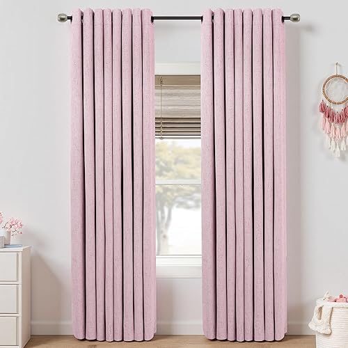 Miniatura 12 de Cortinas opacas de lino blanco de 84 pulgadas de largo, juego de 2 paneles, cortinas opacas con aislamiento térmico que oscurecen la habitación con