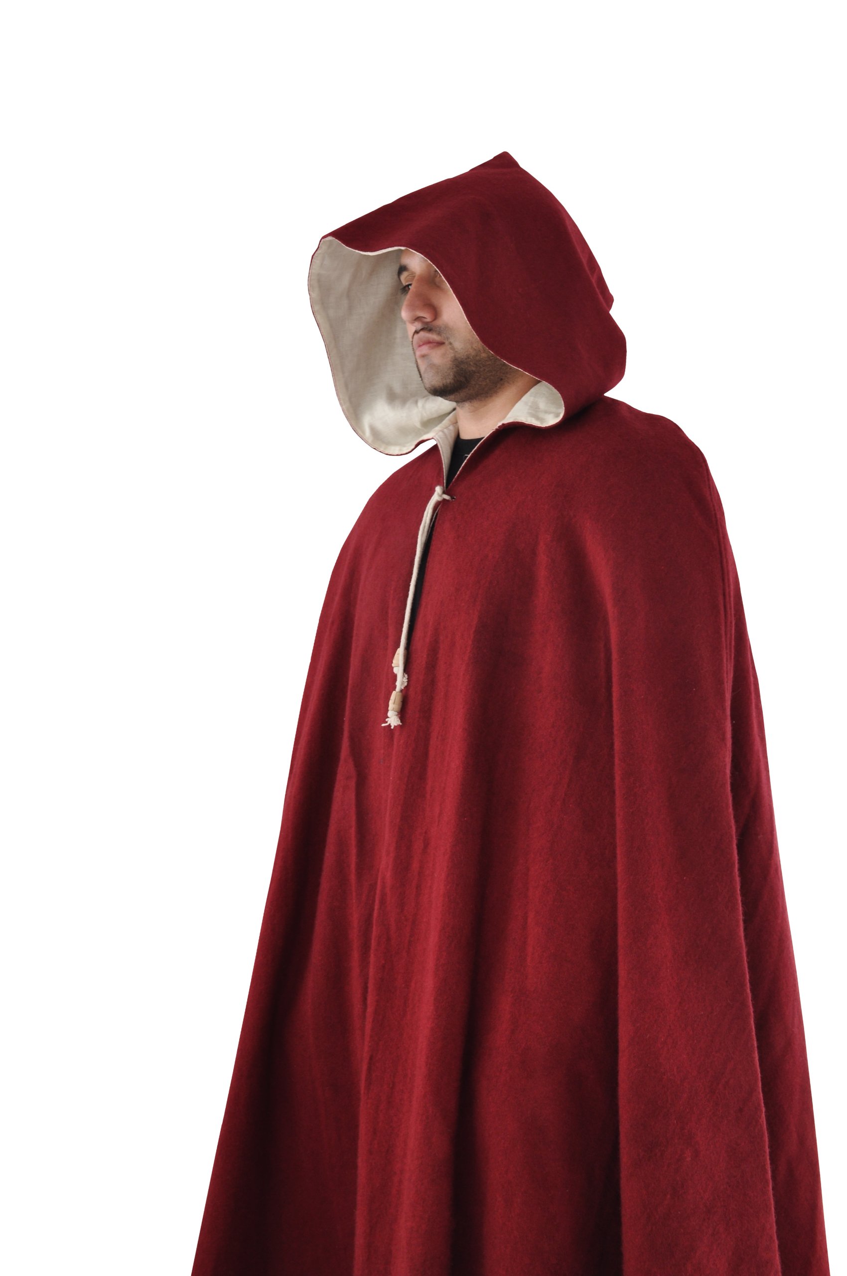 GDFBHooded Wool Cloak, Burgundy
