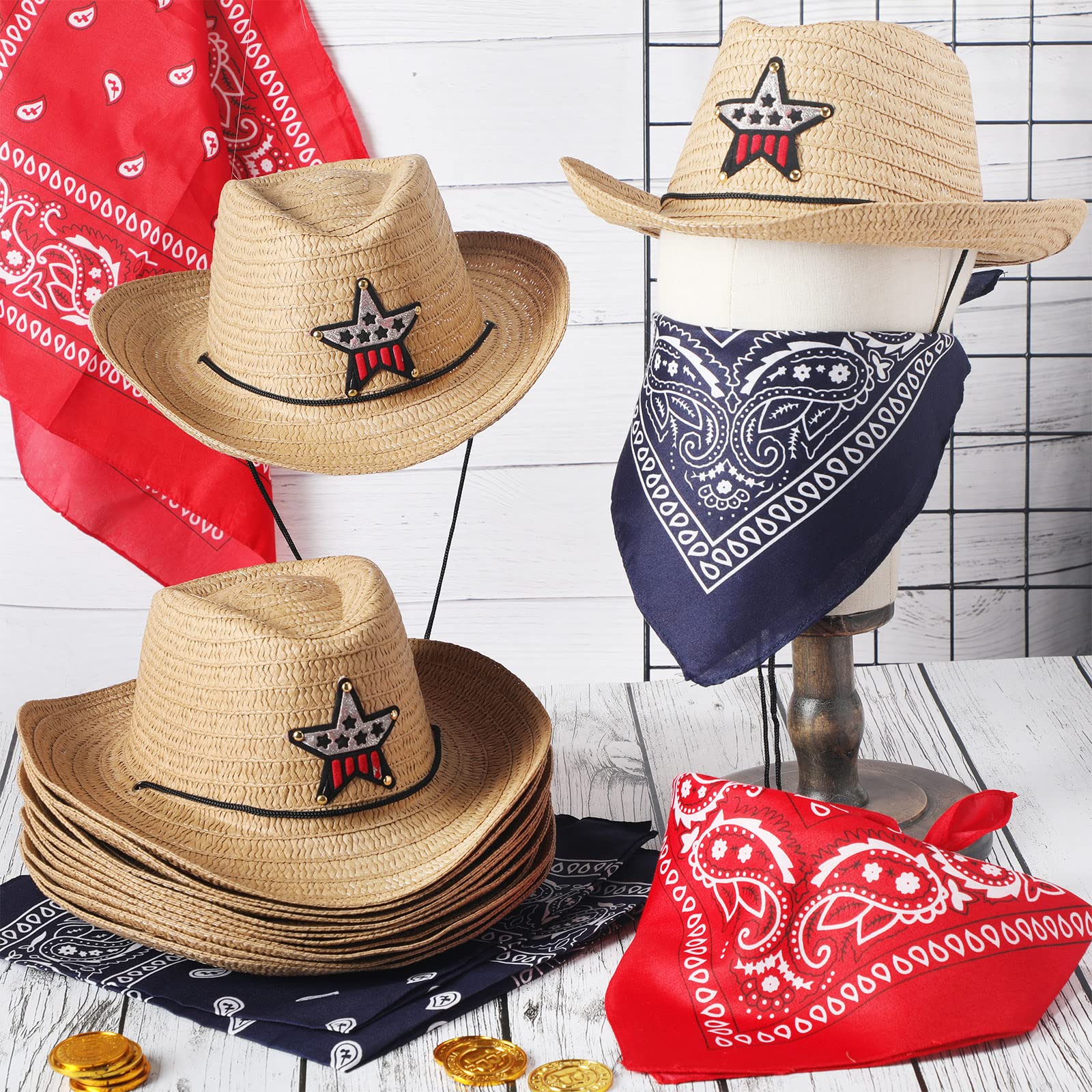 Straw Hat Party City Cowboy Hats JaGely48 Pieces Straw Cowboy Hats