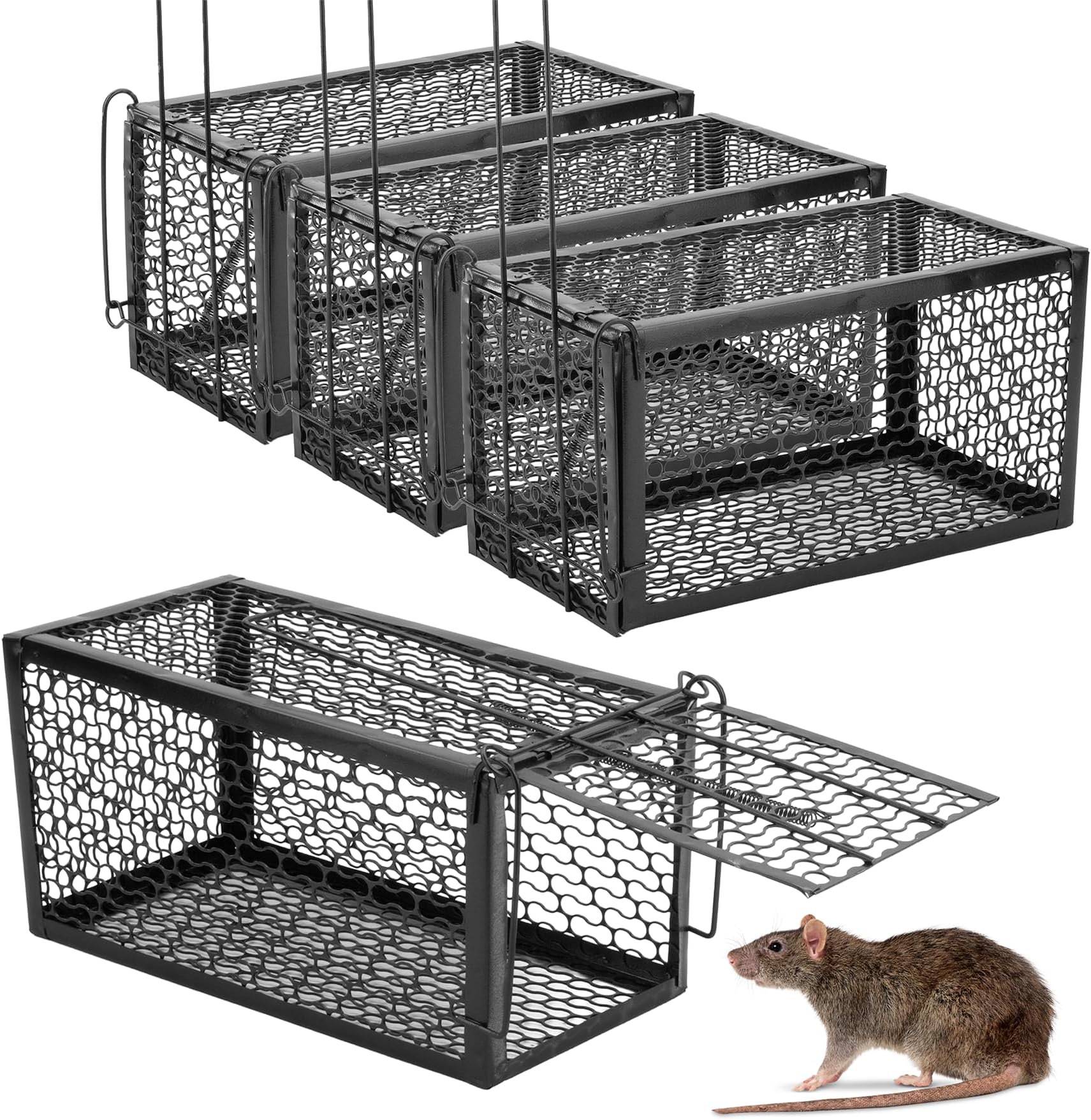 4 Pack Humane Rat Trap Cage No Kill Bait Rodent Mouse Catcher Indoor Outdoor No Harm Safe Catch
