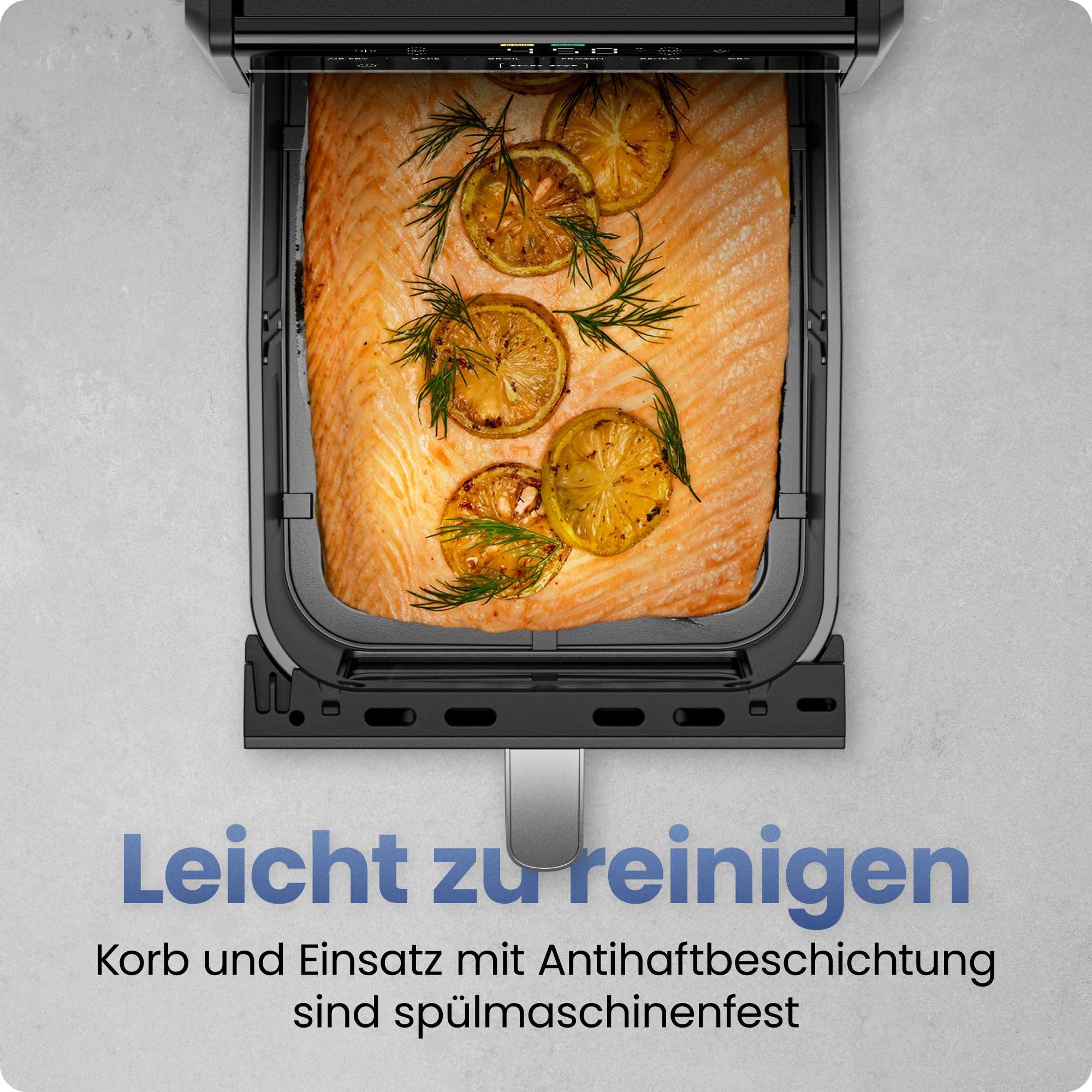 Chefman TurboFry 6-in-1 Heißluftfritteuse 8,5L, 230 °C, XL-Korb | Sichtfenster, Heißluftfrittieren, Backen, Grillen, Aufwärmen, Dörren, Auftauen, Schwarz