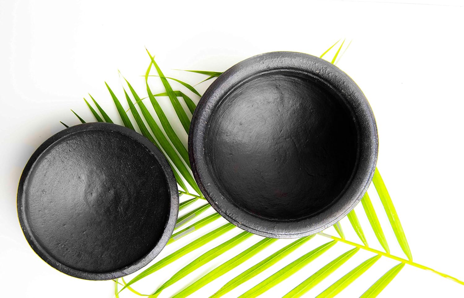 Tribal Culture Earthen Clay / Kadhai Pots For Cooking , Pre- Seasoned Handmade Biryani Pots / Black (1 Ltr,Small)