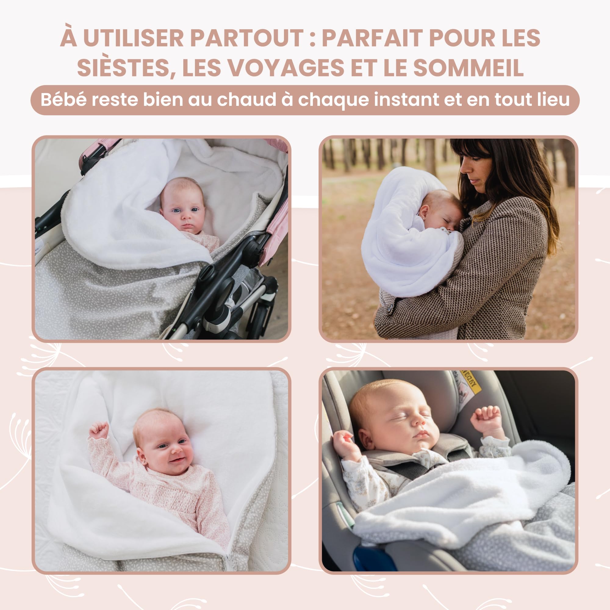 MIMUSELINA Nid d'ange Bébé Hiver Poussette et Berceau | Gigoteuse 0-6 Mois Hiver en Coton Doux | 2 en 1: Sac de Couchage Bébé 92x46 cm ou Couverture Emmaillotage 92x92 cm | Espagne