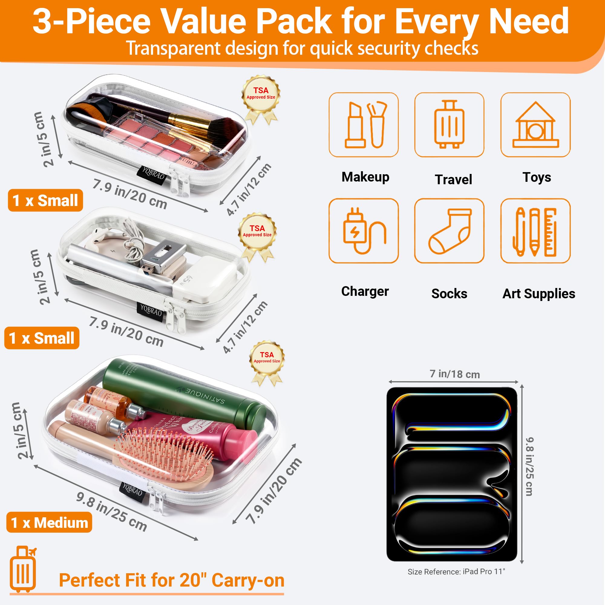 Clear Travel Organizer Cases - YQBRAO -4 Clear Travel Organizer Cases - YQBRAO -4