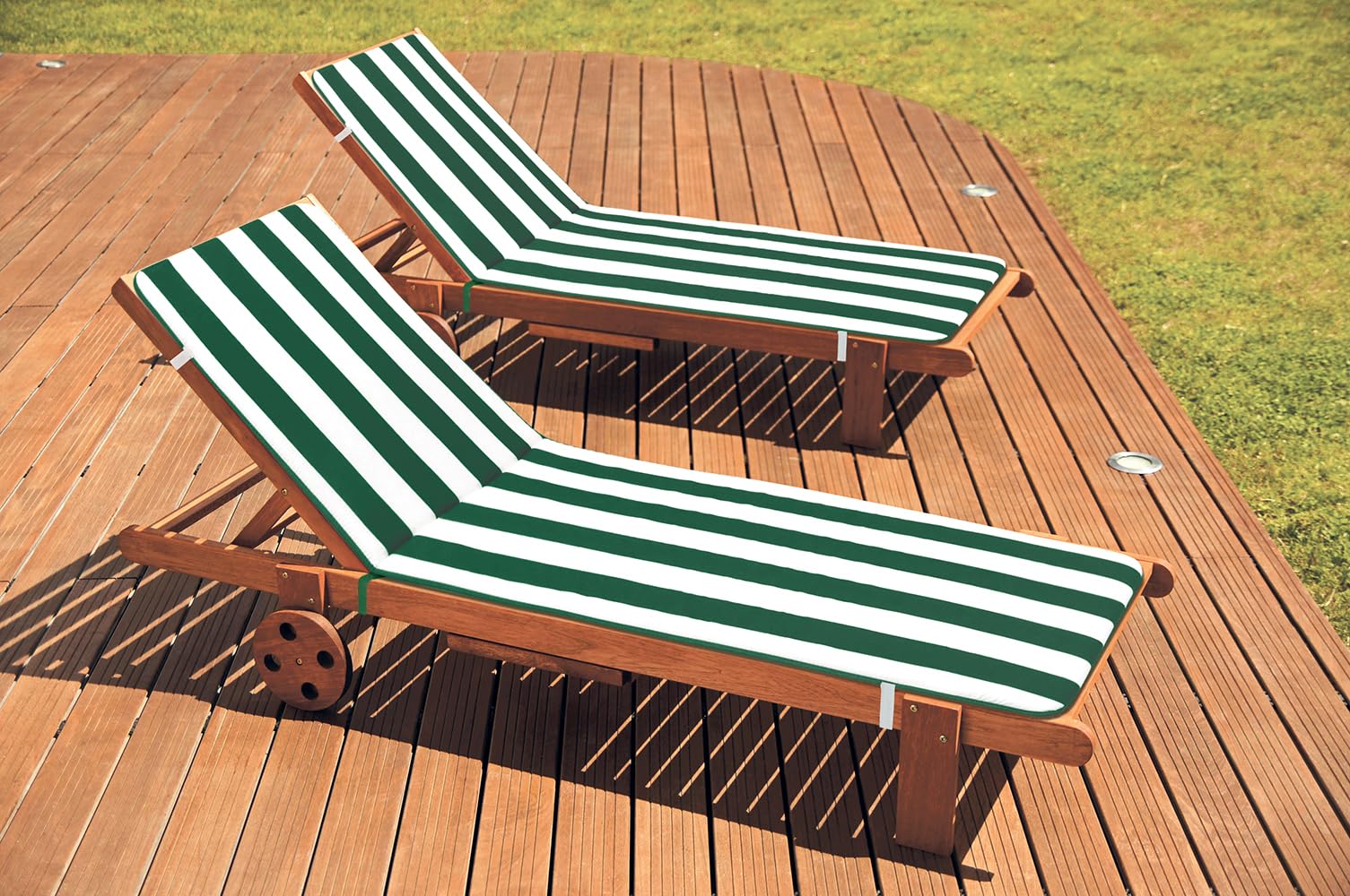 Coussin doux pour chaise longue, rayé, housse de chaise pliable pour chaise de plage, mod.LIMA FASCIATO VERT