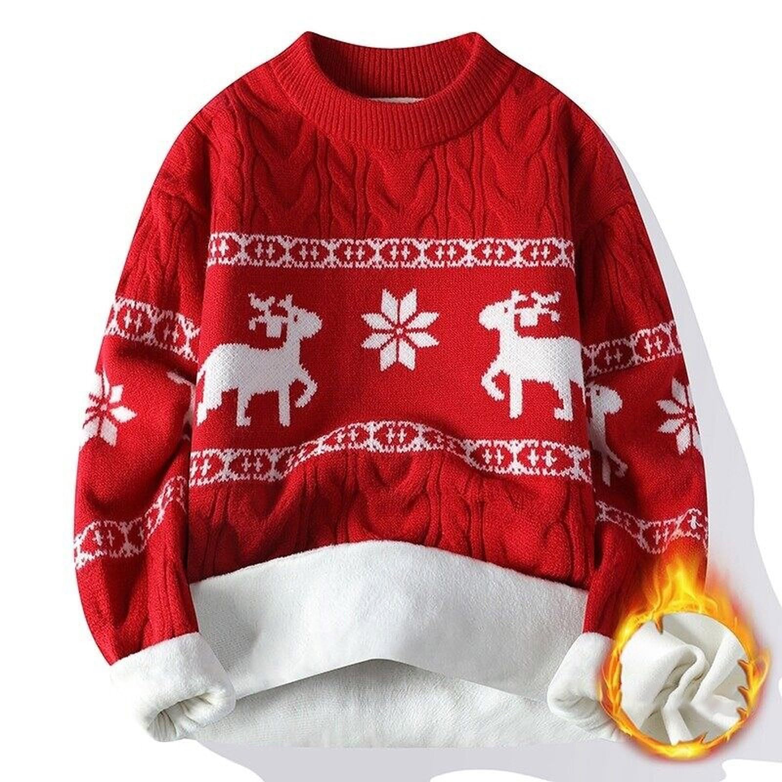 Genérico Jersey Navideño Mujer Y Hombre, Jersey Termico Hombre Cuello Redondo Invierno Jersey Manga Larga Elegante Retro Sweater De Navidad Casual Christmas Parejas para Otoño Invierno