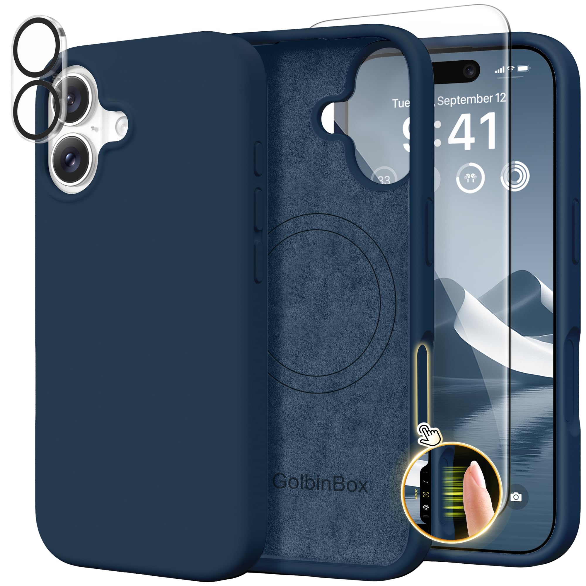 GolbinBox Magnetic for iPhone 17 Case, Silicone Cover, Dark Blue