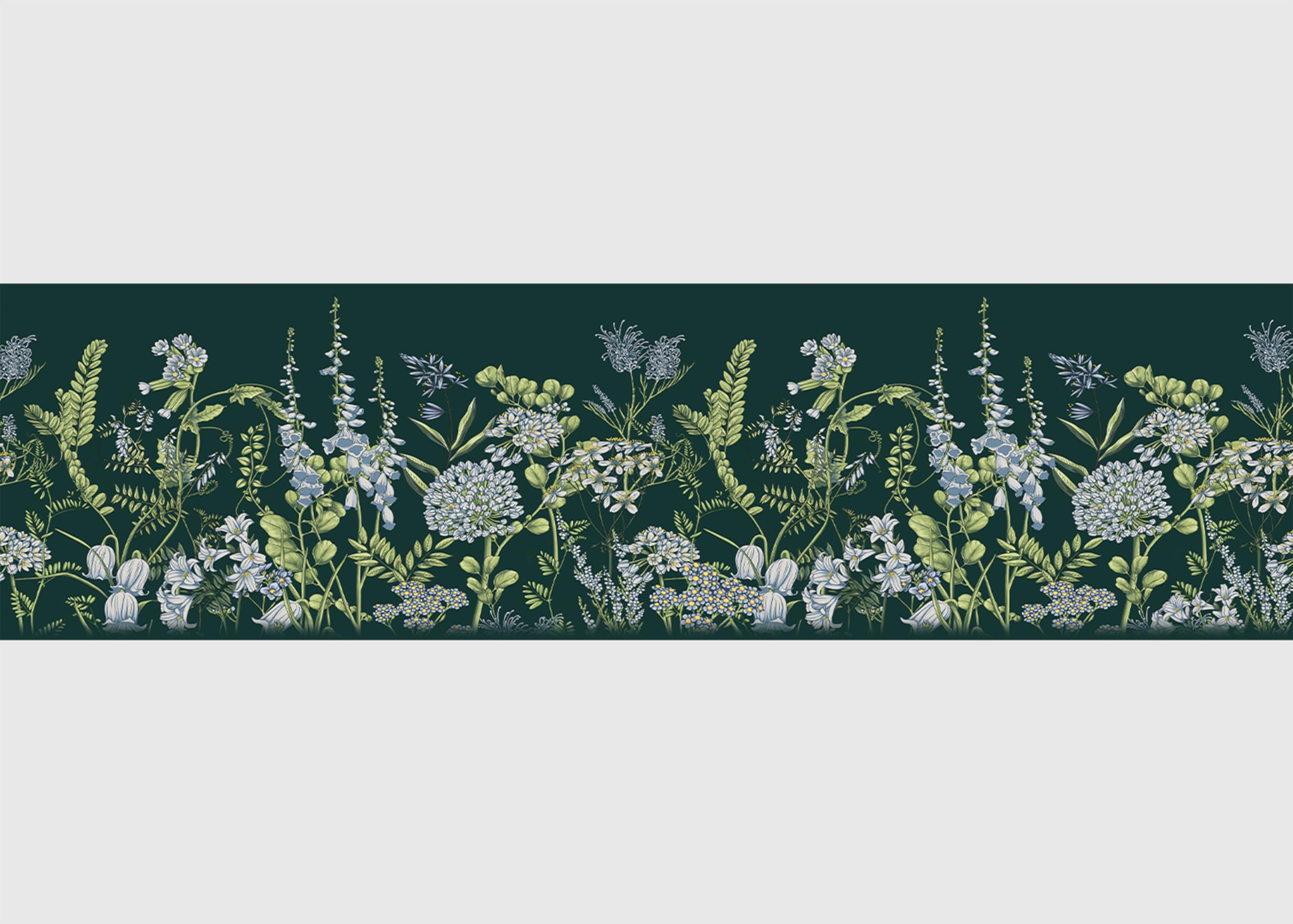 AG Design AWB 8524 Self-Adhesive Border Wicken Flowers on Braunschweiger Green, Waterproof Decoration for Walls, Furniture, Wallpaper, Wall Coverings and Doors, Film, Width 500 cm x Height 13.8 cm