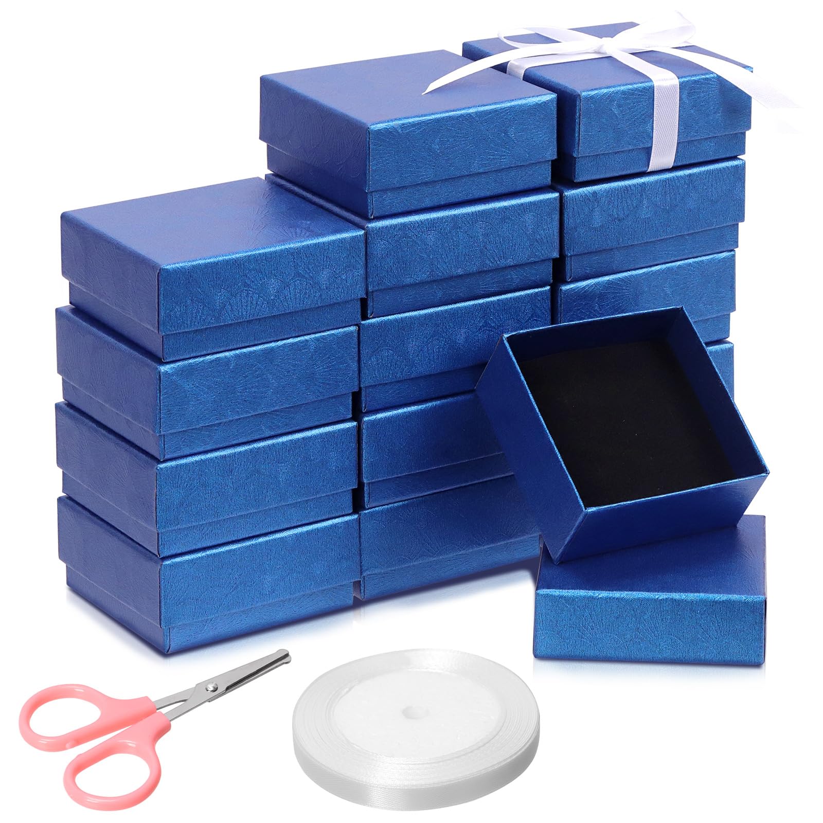 Glarks 17pcs 2.95 x 2.95in Jewelry Gifts Boxes Kit, Royal Blue Fan Shaped Jewelry Boxes for Ring Earring Jewelry, Christmas, Birthday, Anniversaries, Valentine’s Day, Mother’s Day and Other Festivals