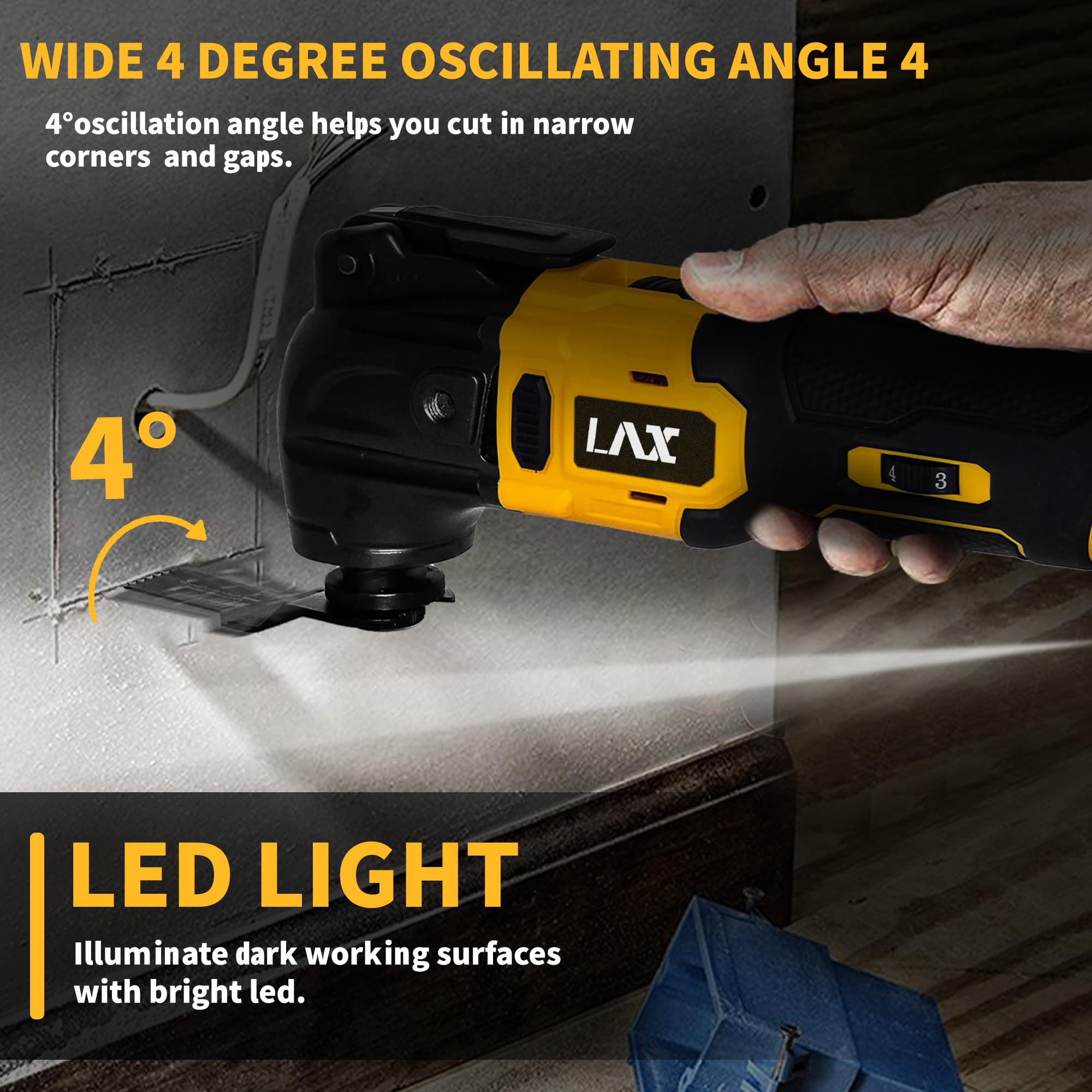 Utensili multifunzione oscillanti per batteria Dewalt da 18 V, utensile multiuso per taglio e levigatura, angolo di oscillazione di 4°, 6 velocità variabili, design a lama rapida con 21 accessori per