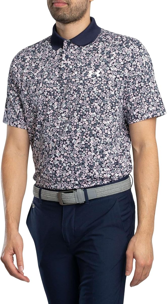 Under Armour Mens Matchplay Printed Golf Polo Midnight Navy/Downpour Gray/Midnight Navy XX-Large