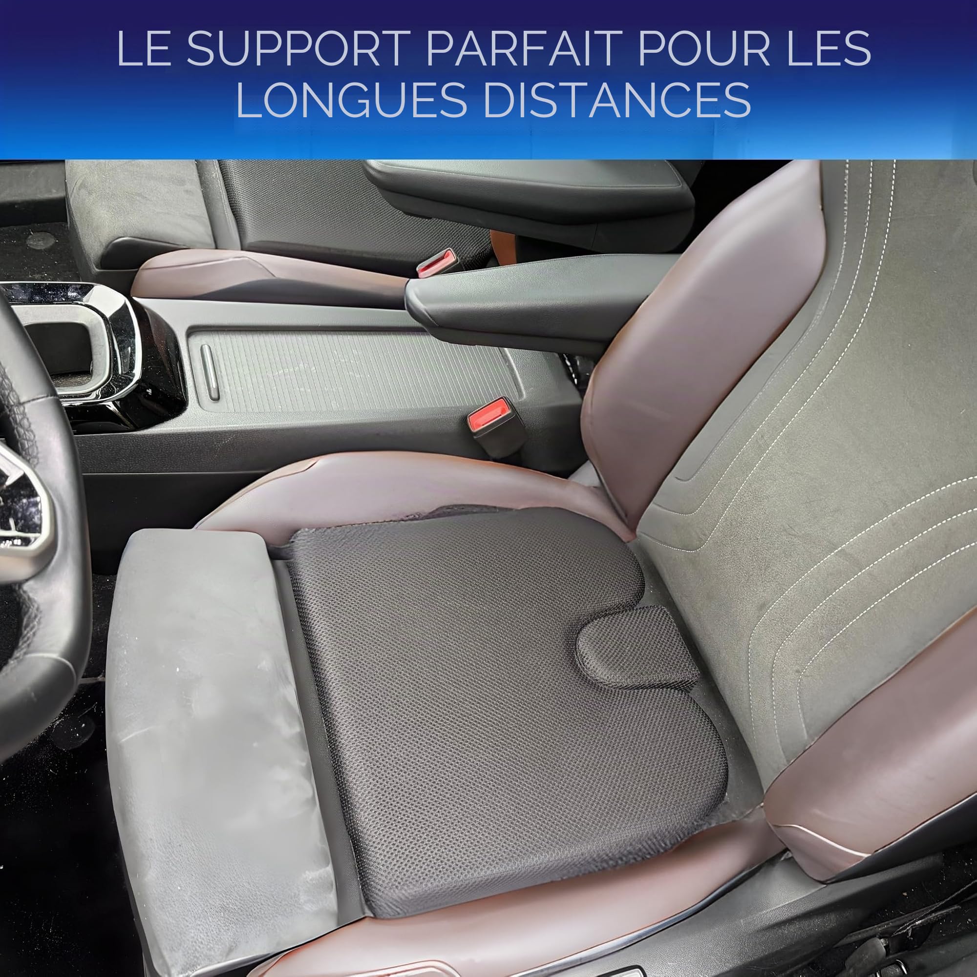 Healthfix® Coussin cale de voiture - Coussin de siège orthopédique ergonomique antidérapant et lavable - Mousse à mémoire de forme - Dureté - Doux (45-70 kg)