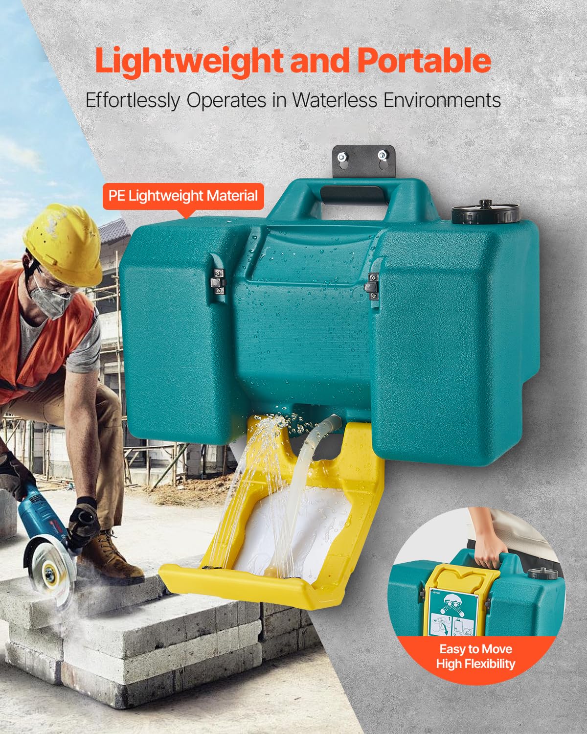 VEVOR Stazione di Lavaggio Oculare di Emergenza 535 x 245 x 355 mm Portatile con 2 Spruzzi