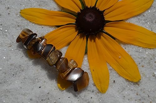 Miniatura 5 de Pinza para el cabello con pasador francés con piedra de ojo de tigre dorado