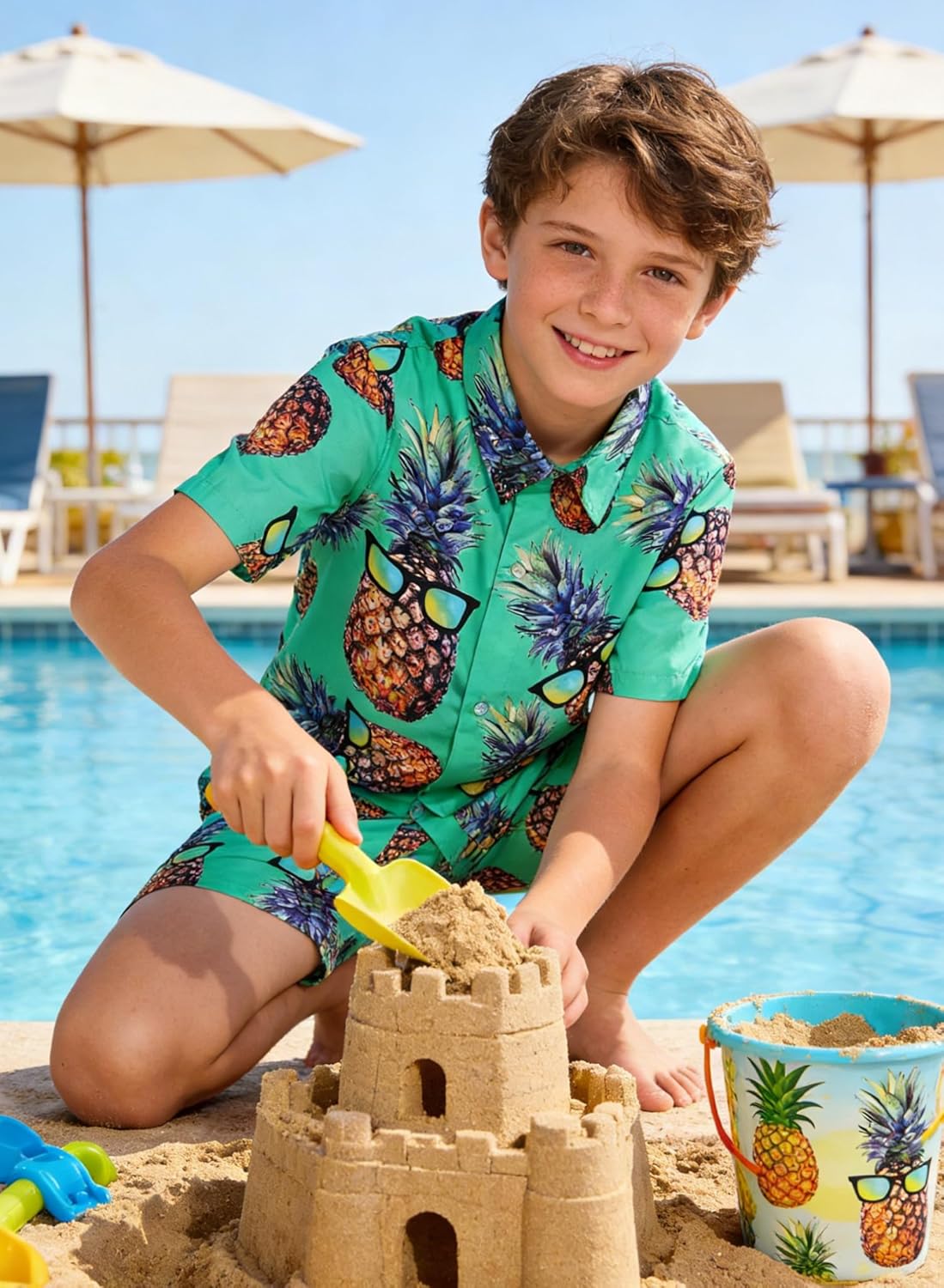 UNICOMIDEA Little & Big Boys Hawaiian Shirt Kids Tropical Luau 3D Print Button Down Shirts for 3-14 Years Old - Image 4