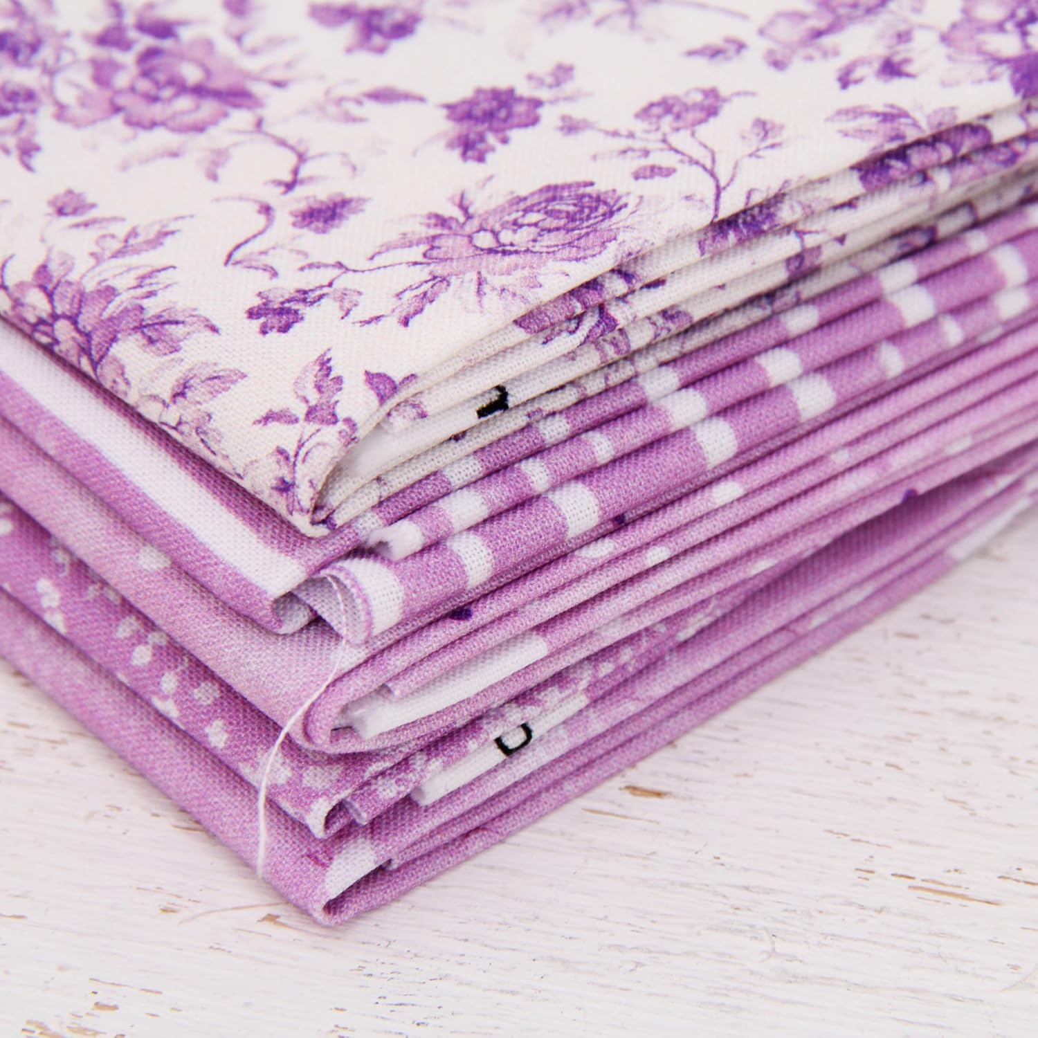 Threadart Exclusive 5 Fat Quarter Bundles - Lavender Vintage Prints 100% Cotton Fabric - Premium 100% Cotton Quilting Fabric - No Duplicates - Full Size Fat Quarters 18"x21" - Lavender
