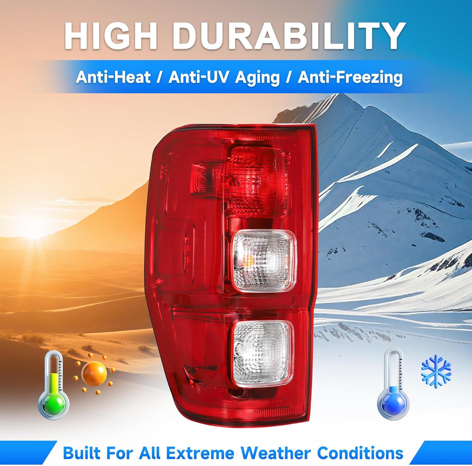 ELH Tail Light Assembly Compatible With 2019-2023 Ford Ranger Halogen Type W/O Blind Spot Rear Brake LampTail Light Left Side