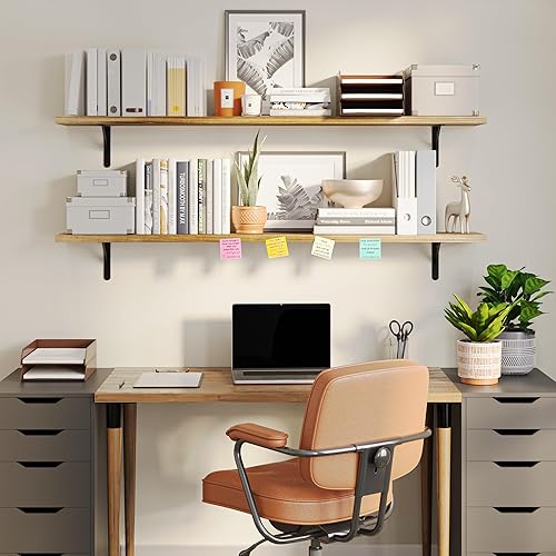 Miniatura 5 de Wallniture Forme Estantes flotantes de 60 x 10 pulgadas para decoración de pared, estantería rústica de pared, estantes para sala de estar, oficina,