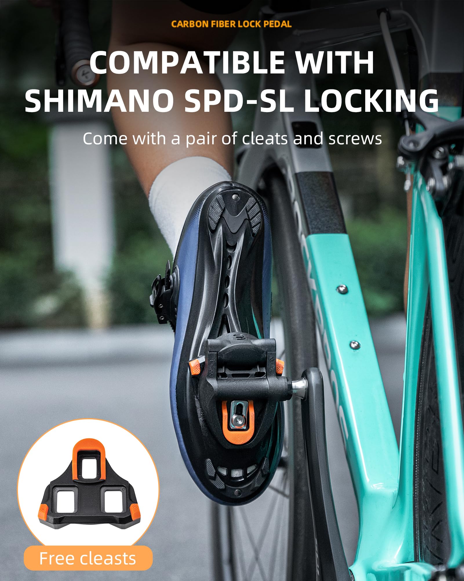 Amazon | ROCKBROS SPD-SL カーボンファイバーロードバイクペダル
