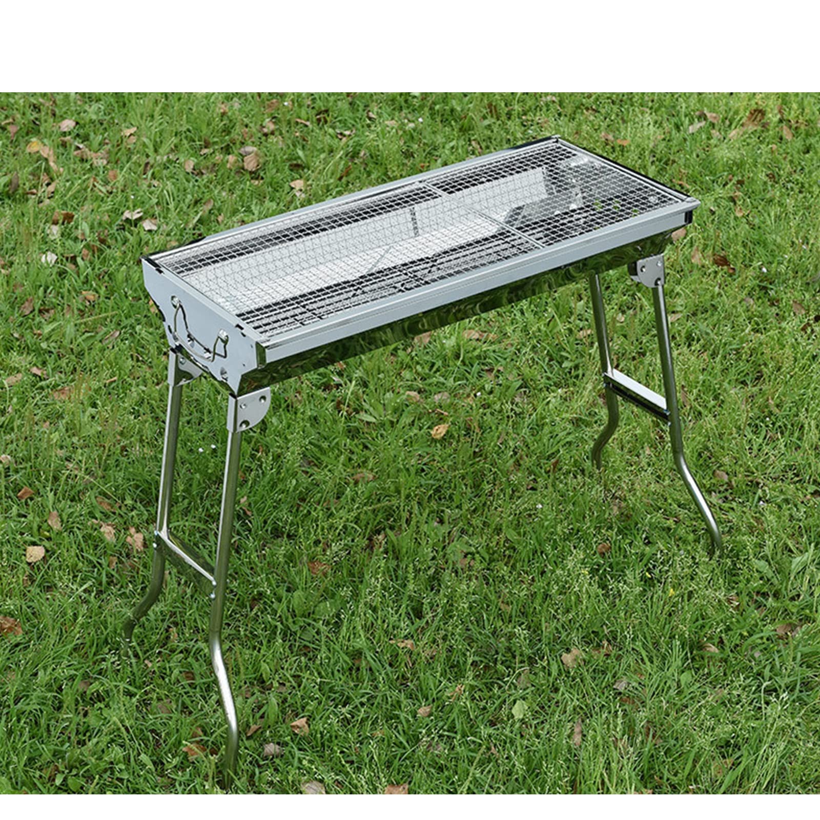 JIUYUEYA Barbacoa de carbón Grande con asa de Transporte - Parrilla Plegable de Acero Inoxidable for Barbacoa, Patio Exterior, jardín,calefacción, ahumador,para cocinar,Comer, Asar a la Parrilla