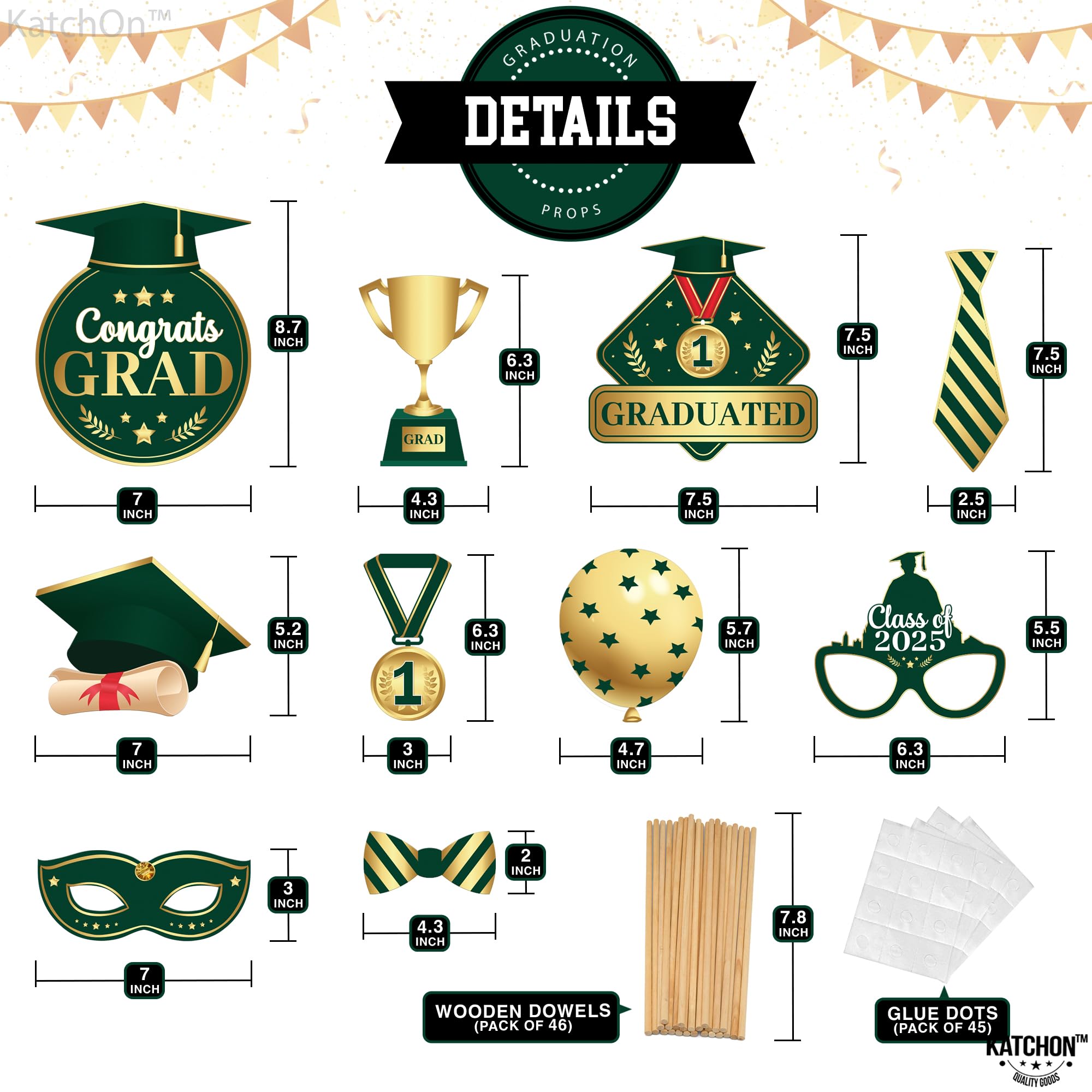 KatchOn Green & Gold Graduation Tablecloth - 108"x54" XtraLarge, Pack Of 3, Plastic
