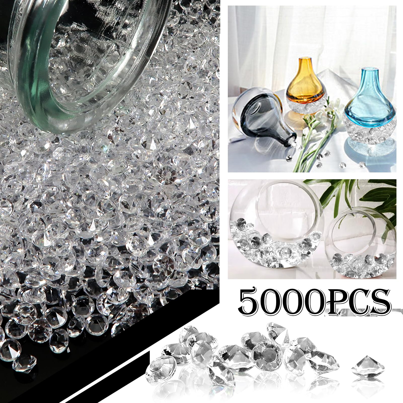 TOAOB 5000 Pezzi Cristalli Acrilici Blu Diamante 3mm - Per Decorazione Vasi, Matrimoni, Feste E Artigianato - Foto 9