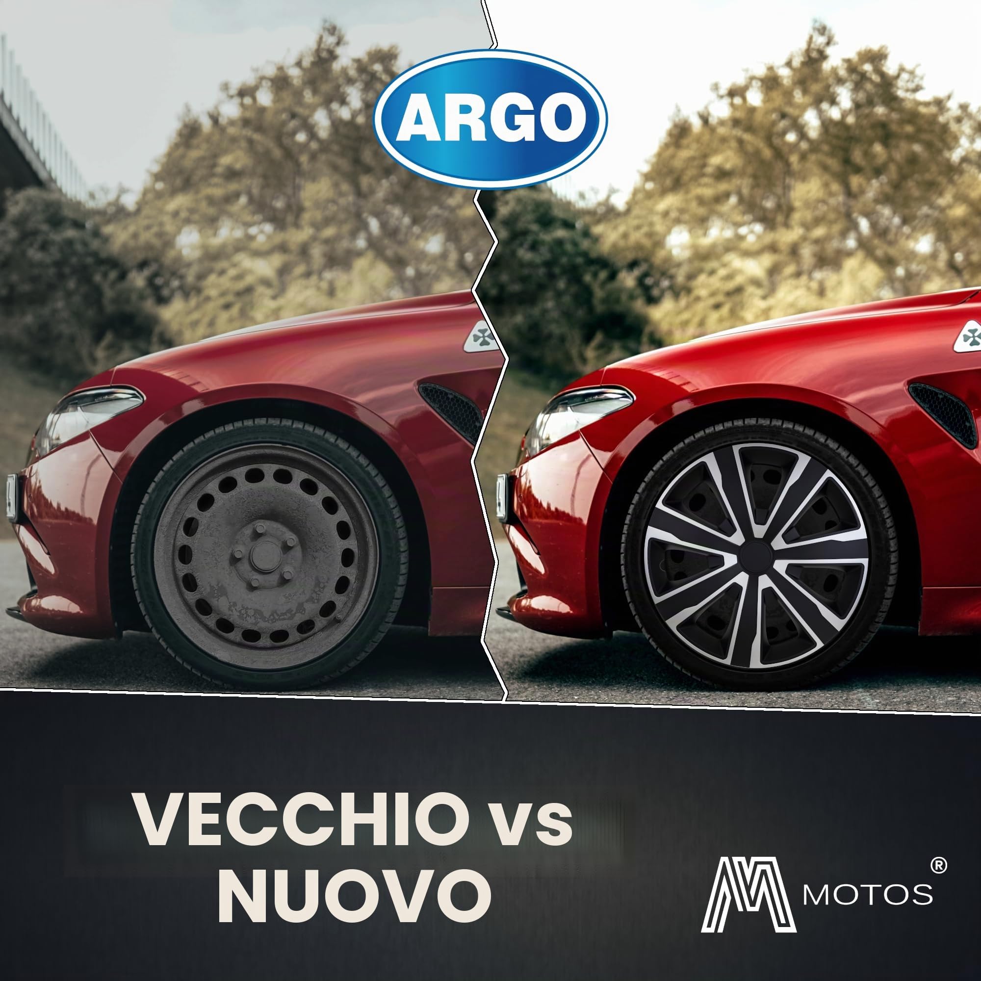 M MOTOS Set di 4 Copricerchi 16 pollici - Eliminate i graffi con questi copriruota flessibili e leggeri da 16 pollici. Facili da installare, non richiedono attrezzi e proteggono dallo sbiadimento!