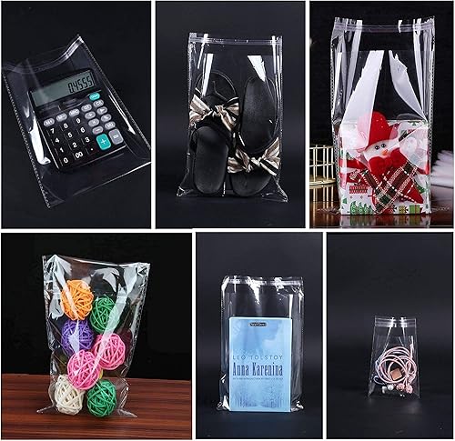 Miniatura 8 de Bolsas autoadhesivas de celofán de 10 x 13 pulgadas, 200 unidades de plástico transparente resellable para impresiones de camisas, revistas,
