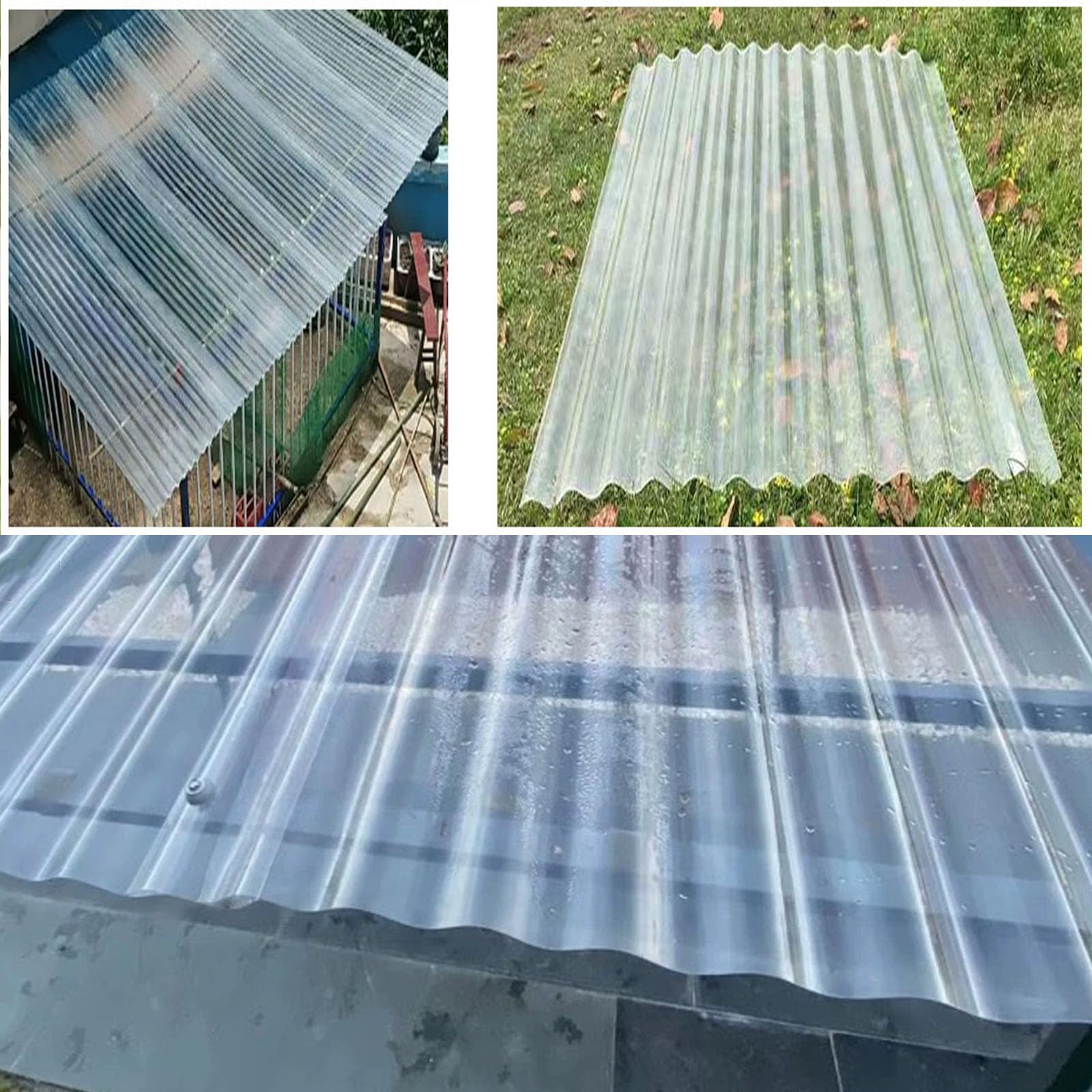 1.5mm Hojas De Techo Corrugado,2/4/5/8/10/13/15/20pcs Panel Para Tejado Transparente,Placa De Iluminación Natural De Fibra De Vidrio,Chapa Ondulada Para Invernaderos (0.9×1.1m,4pcs)