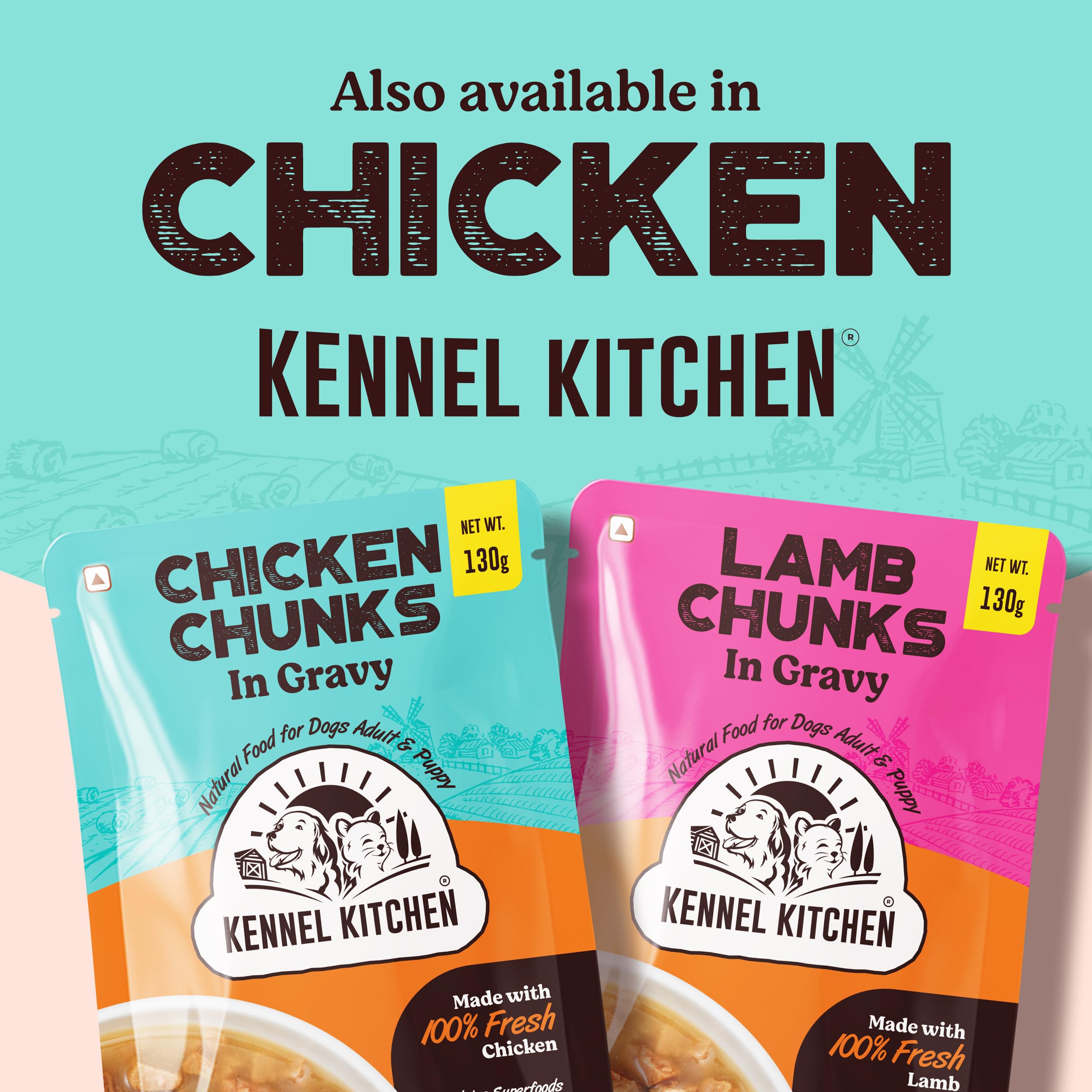 Kennel Kitchen Lamb Chunks in Gravy, 130g (Pack of 1) | Wet Dog Food for Adult & Puppy | Dog Food Gravy with Regionally Sourced Fresh Lamb | Free from Artificial Colours & Preservatives 3
