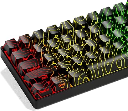 GMKWTL XVX Black Topographic Shine Through Keycaps, Backlit Gaming Keycap Set with OEM Profile, Side Printed Keyboard Key caps Suitable for 60% 65% 75% 80% 96%100% MX Switches Mechanical Keyboard