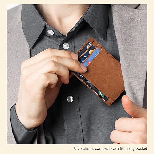 Vista 12 de Oak Leathers Leather Slim Minimalist Wallet for Men & Women RFID Front Pocket Leather Card Holder Wallets