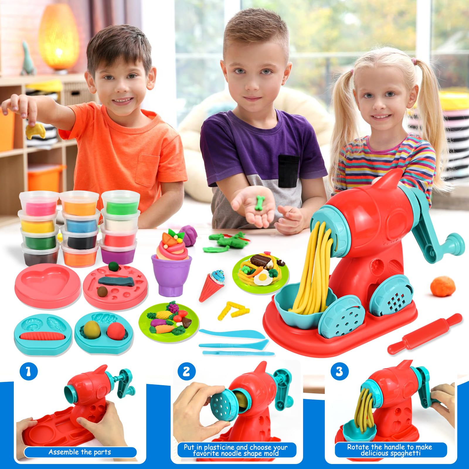 Juego De Plastilina 71 Piezas: Máquina De Helados Y Hamburguesas, Regalo Creativo Para Niños De 3 Años+