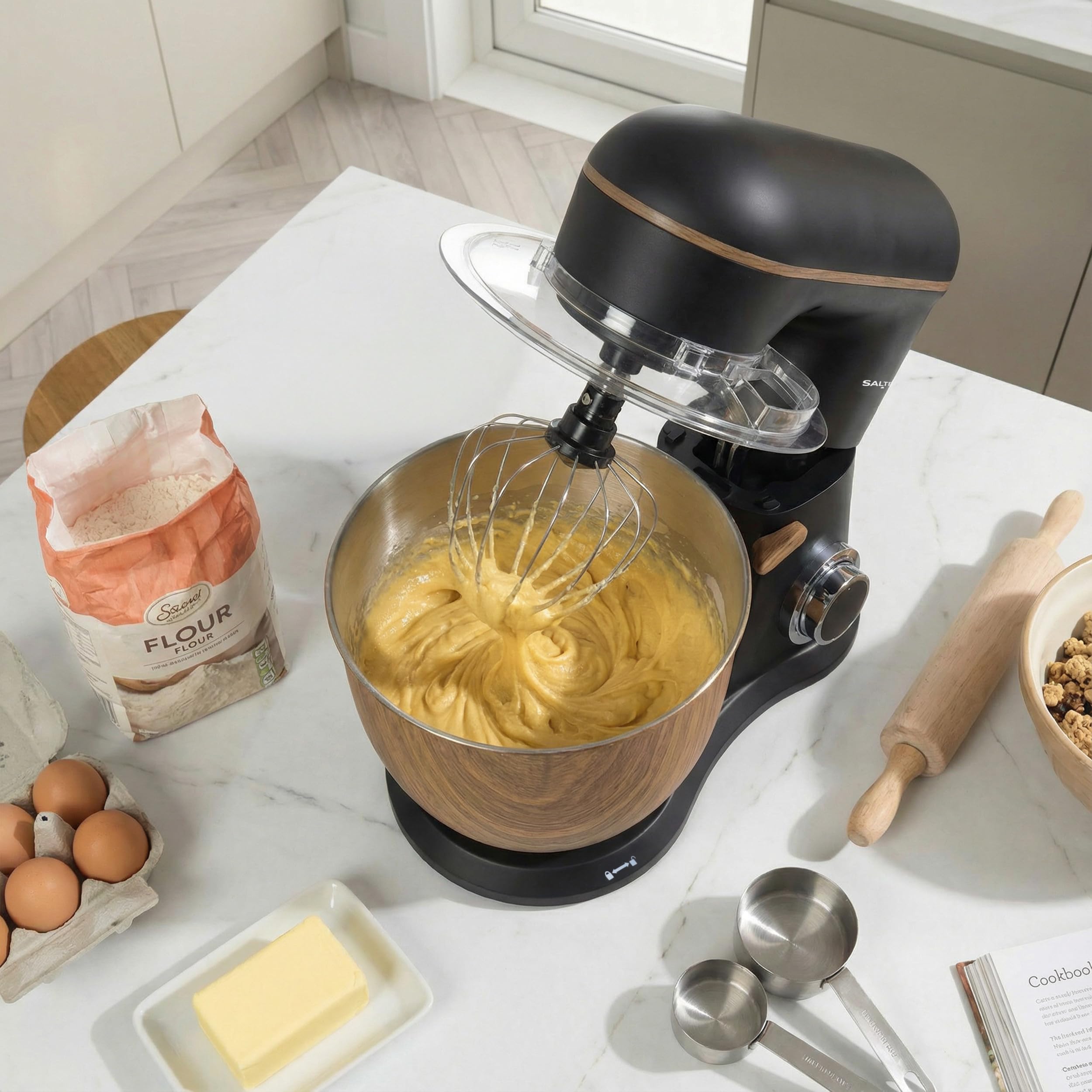 Salter Toronto Impastatrice planetaria, 1300 W, ciotola inox 5 L | 10 velocità, funzione pulse, testa inclinabile, movimento planetario, frusta piatta, gancio impasto, frusta a filo