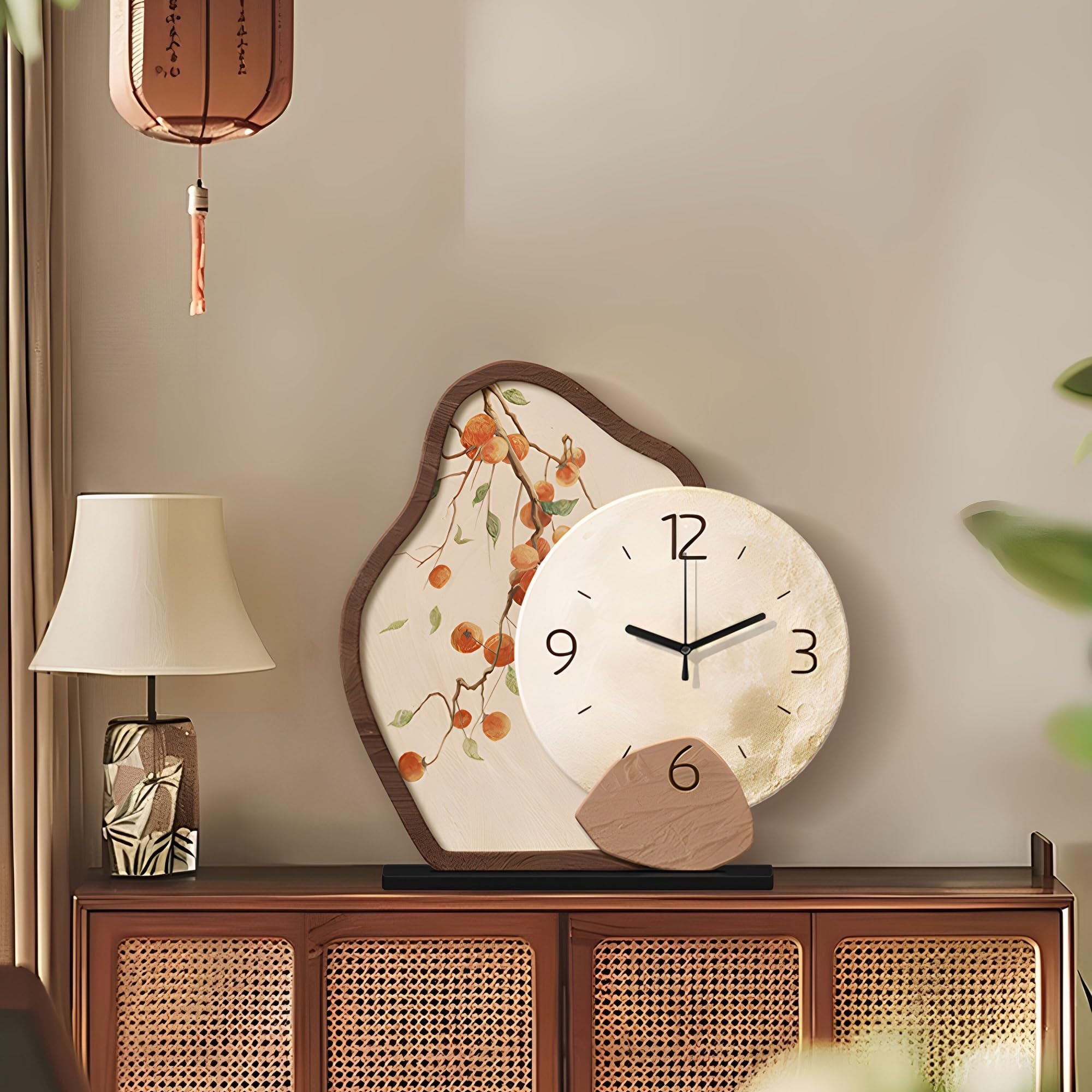 Décorative Horloge de Bureau Moderne, Affichage Salon, Ornements décoration pour Bureau Chambre Table(Natural)