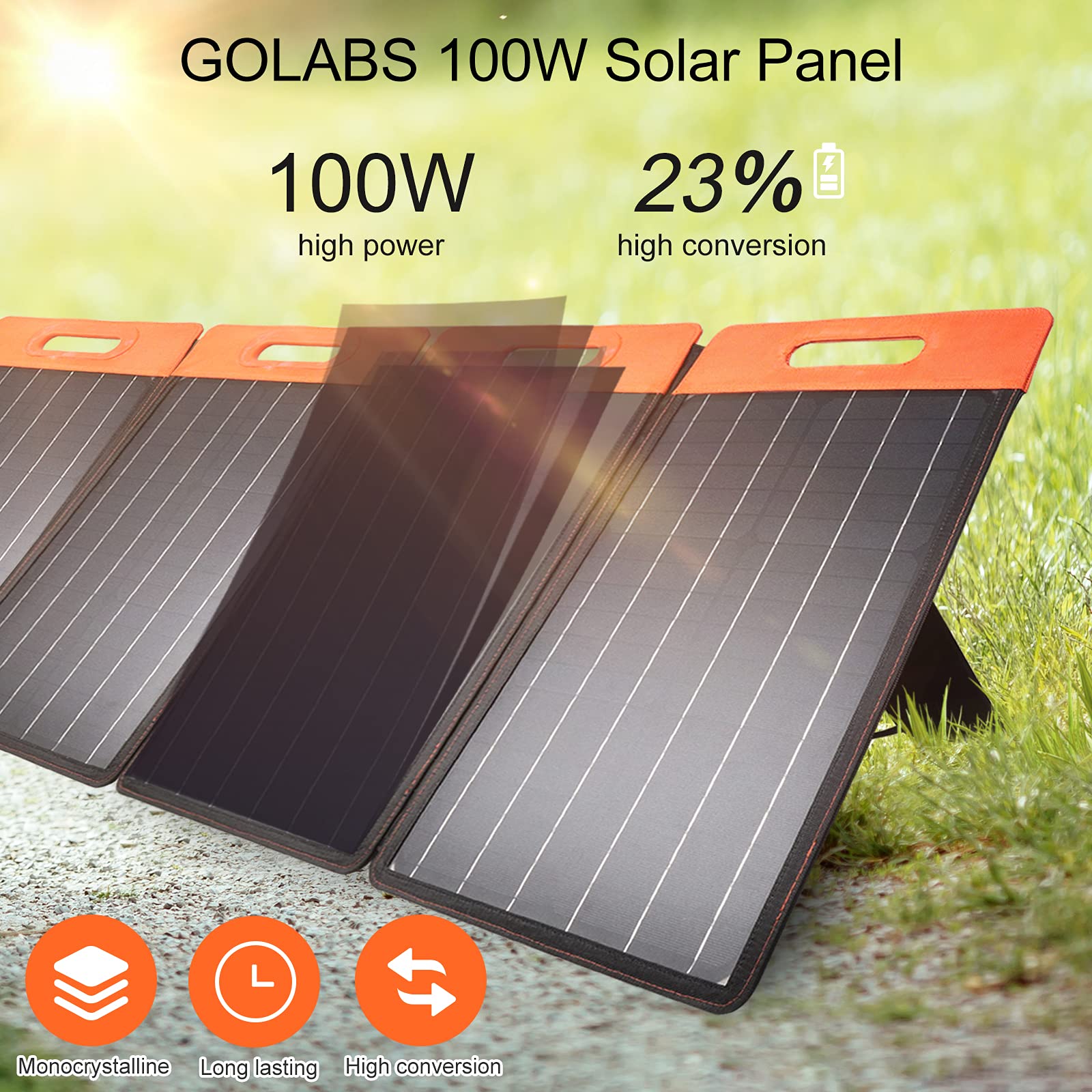 Amazon | GOLABS SF100 ポータブルソーラーパネル 単結晶ソーラー充電