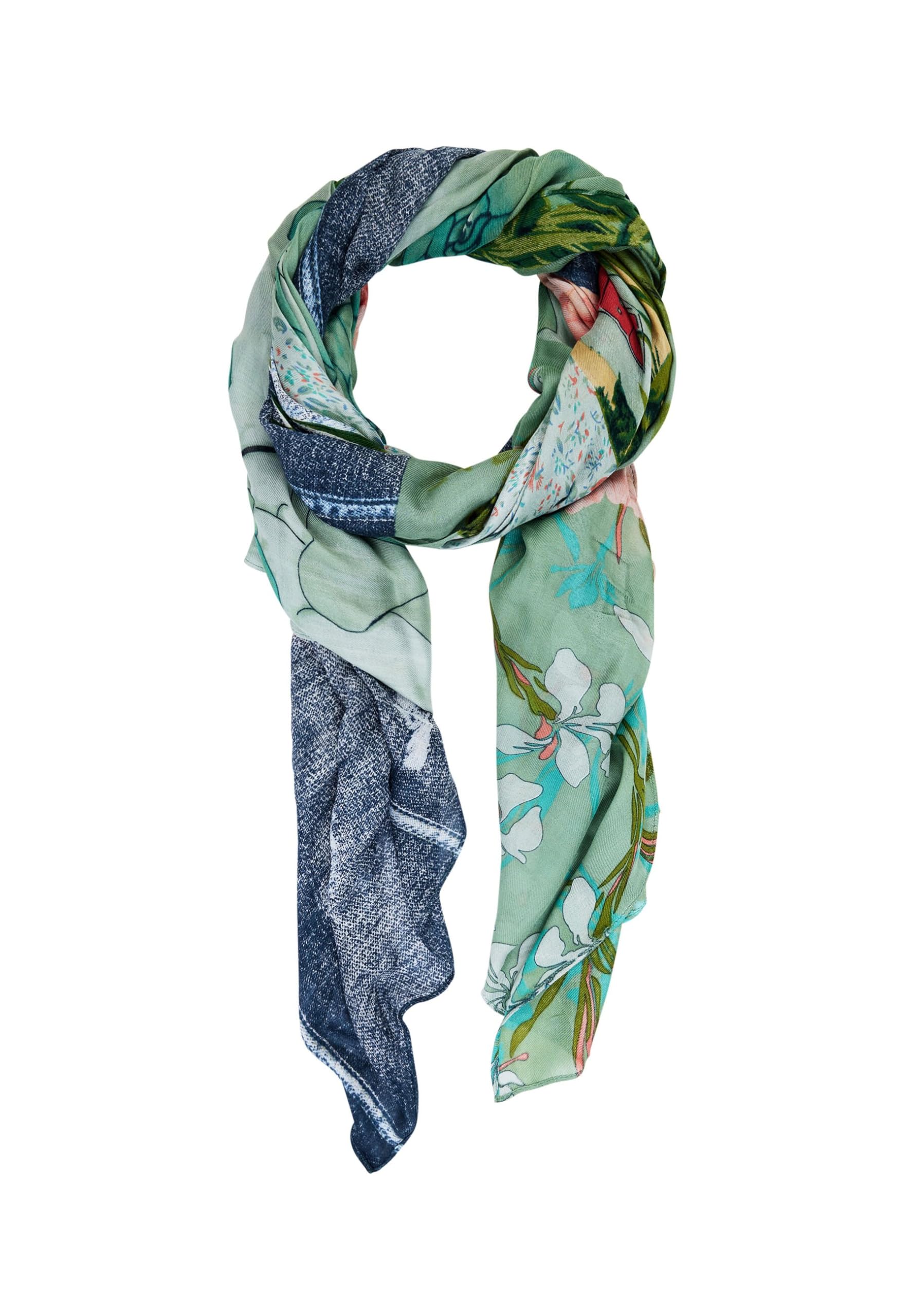 Desigual Delicate Patch Rectangle Foulard Turquoise