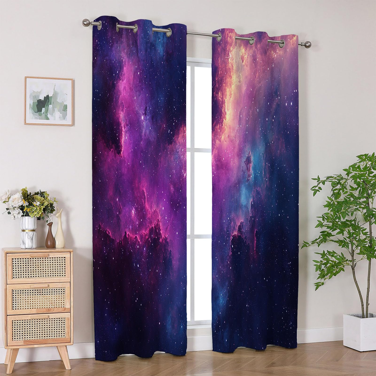 Tende Oscuranti Per Interni 2 Pannelli Nuvole 3D Tenda Oscurante Termica Isolante Finestre Moderne Decorare-A140 x L110 cm (2 Pannelli)