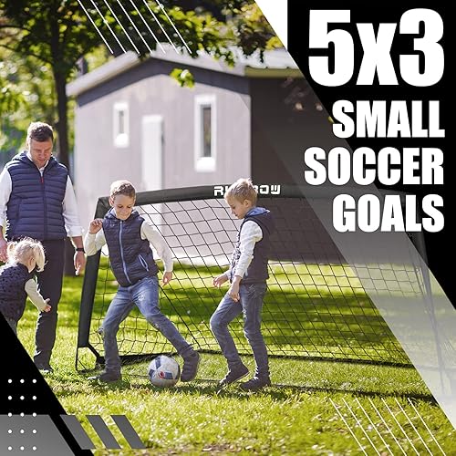 Miniatura 6 de RUNBOW 5x3 ft Portable Kids Soccer Goal for Backyard Practice Soccer Net with Carry Bag