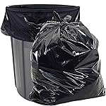 Aluf Plastics Heavy Duty 55 Gallon Trash Bags - (Large 50 Pack/w Ties) - 2 MIL Industrial Strength Plastic Drum Liners 38\' x 58\' Professional Black Garbage Bags for Construction, Contractors