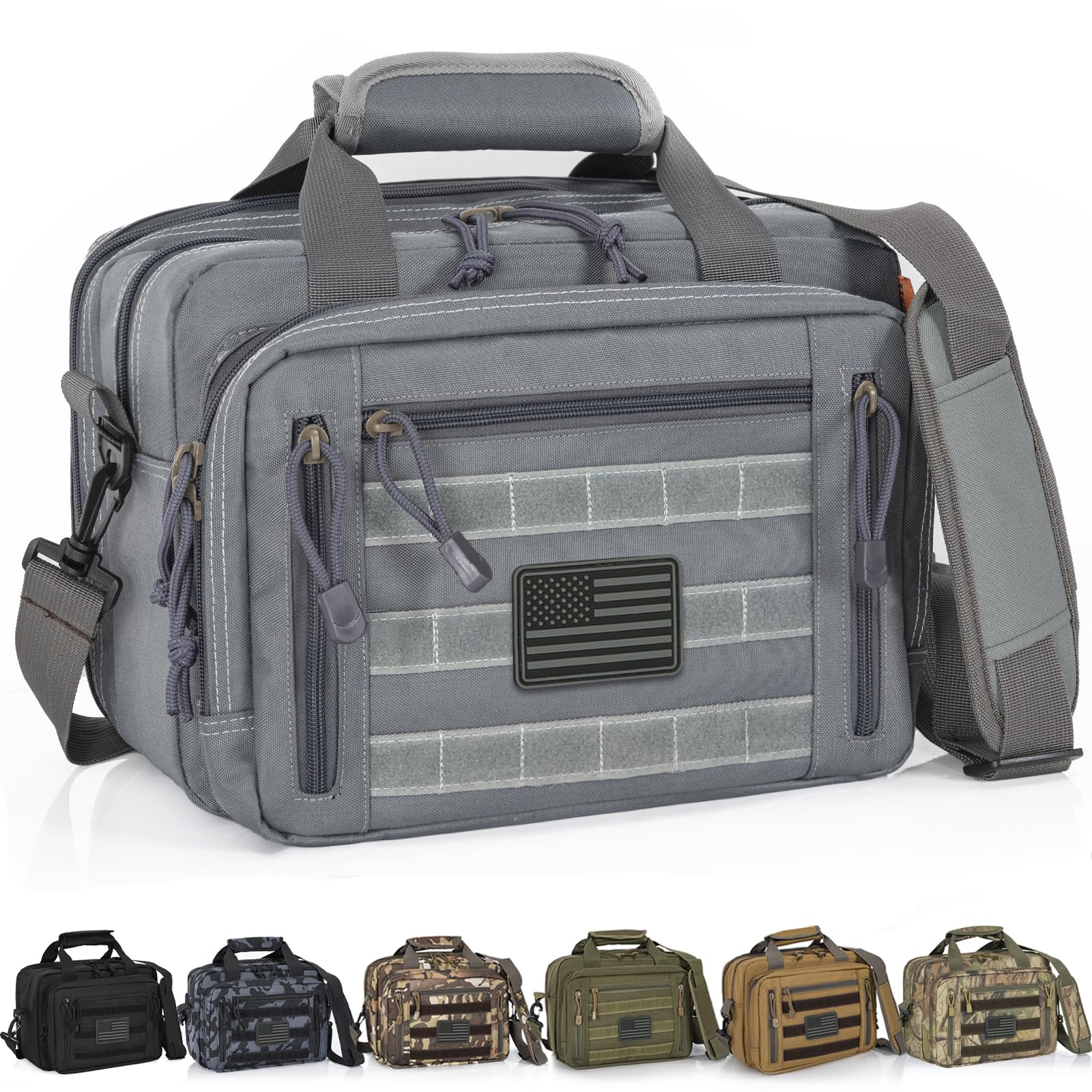 Pistol Case, Gun Range Bags For 2 Pistols 6 Magazines Carrying Shooting Bag with Lockable Zipper for Shooting Range Outdoor Hunting