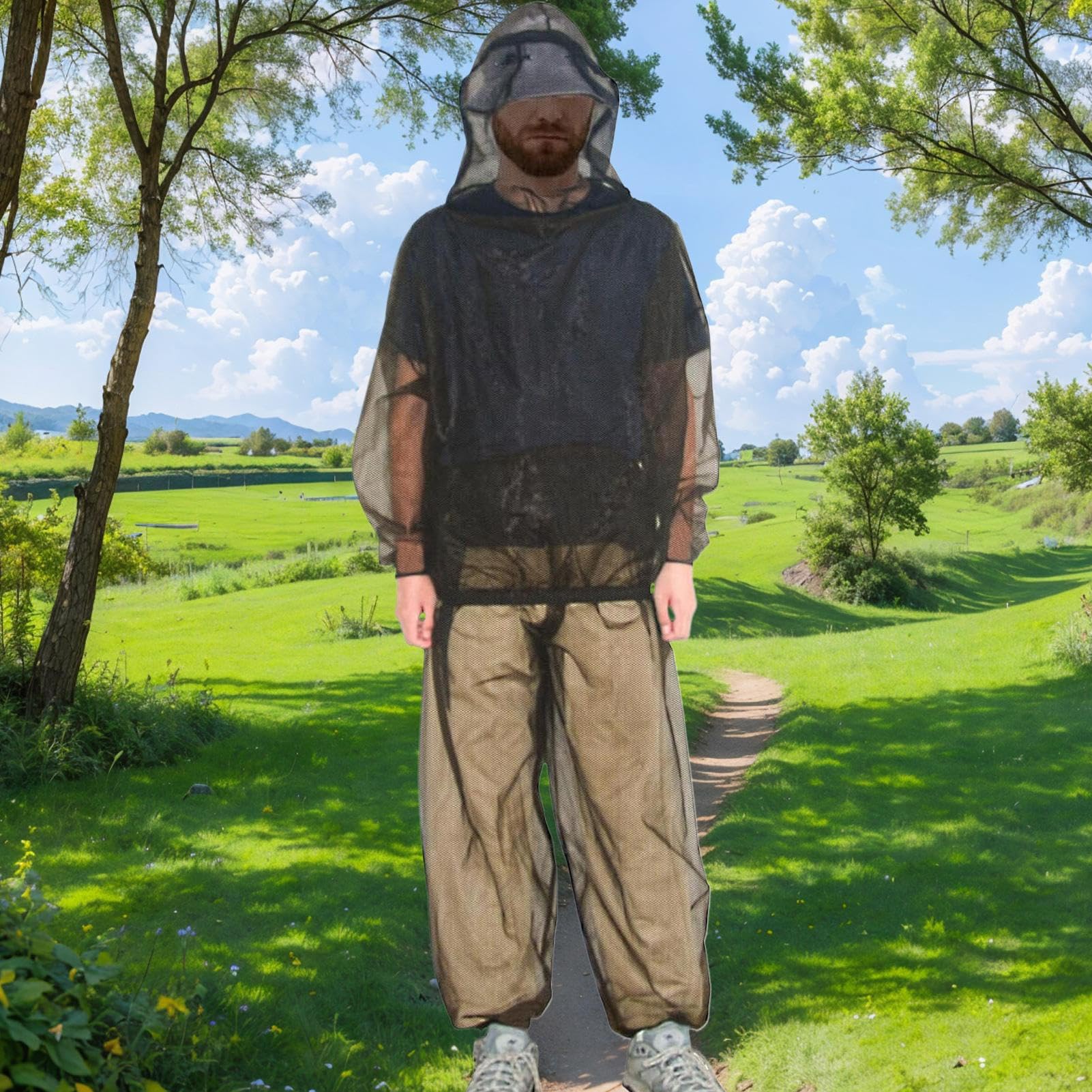 Fly Net Clothing | Tuta Completa in Rete Antinsetto - Maglia Leggera Traspirante con Borsa Trasporto per Zaino Trekking Campeggio Arrampicata
