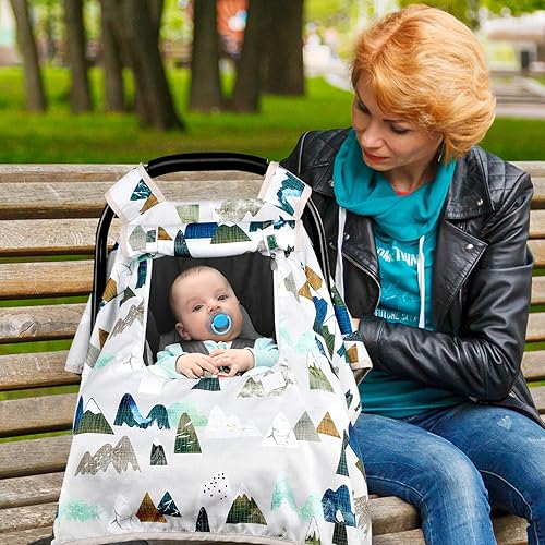 Miniatura 6 de Funda de asiento de coche para bebé, toldo para asiento de automóvil para niños, cubierta acogedora y cálida, funda para portabebés con ventanas